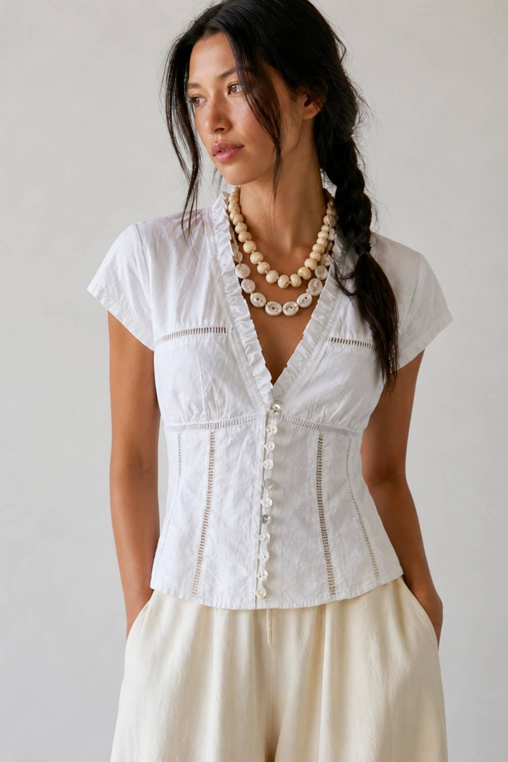 Karina | Soft Stretch Lace Panel Blouse
