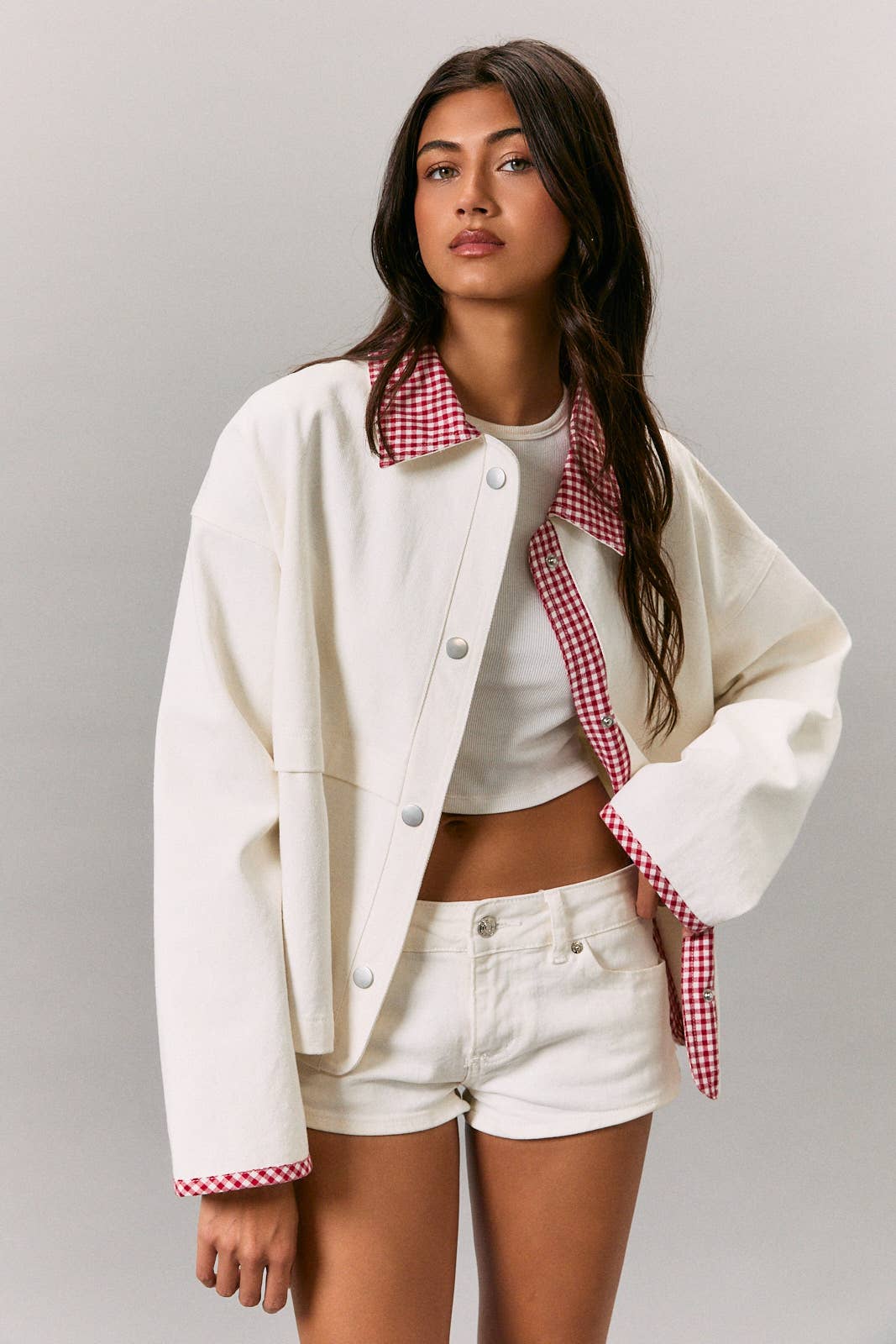 Kit | Jacket with Gingham Contrast