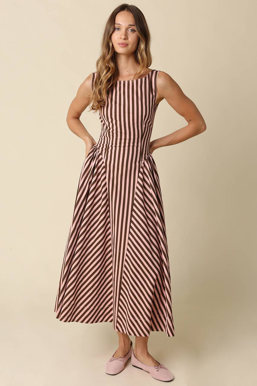 Cocoa | 100% Cotton Stripe Maxi Dress