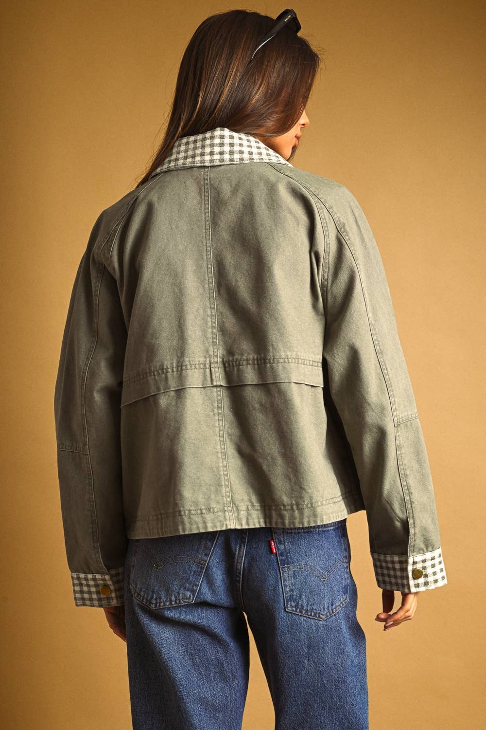Esmé | 100% Cotton Gingham Collared Twill Jacket