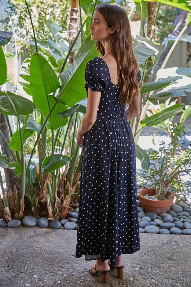 Nyx | Woven Polka Dot Smocked Dress