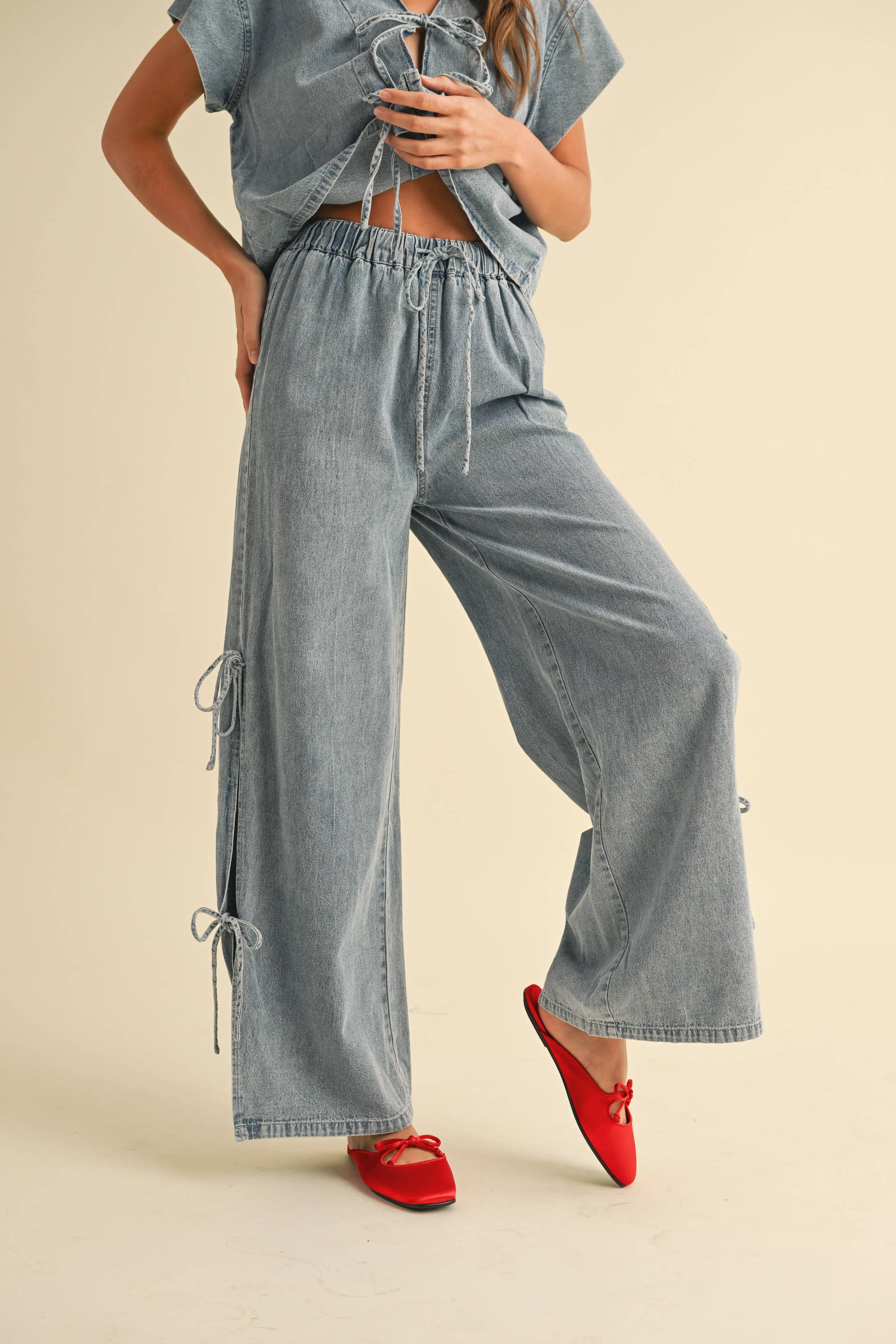 Indigo | Denim Tied On The Side Pants