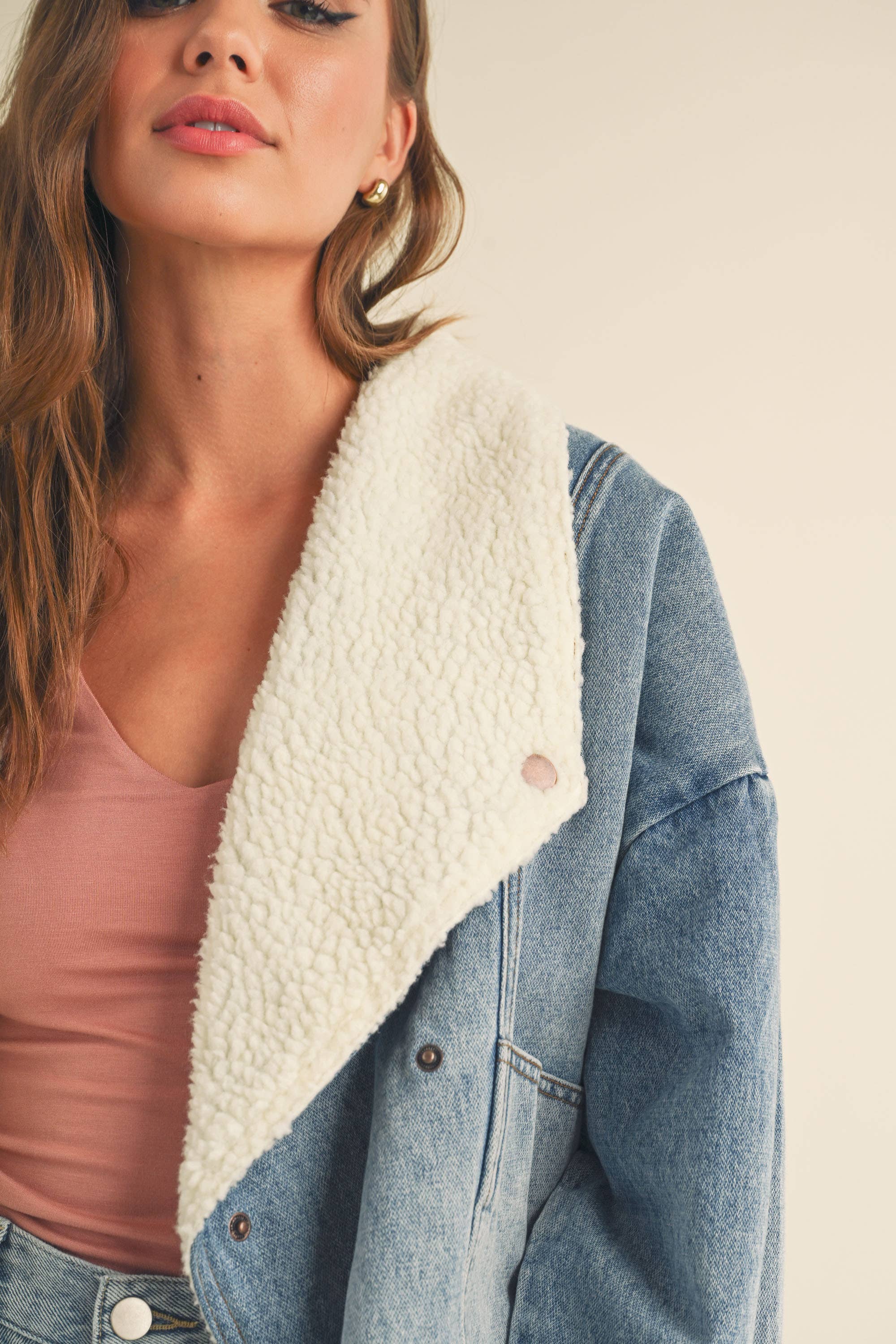 Cindy | Sherpa Lined Denim Jacket