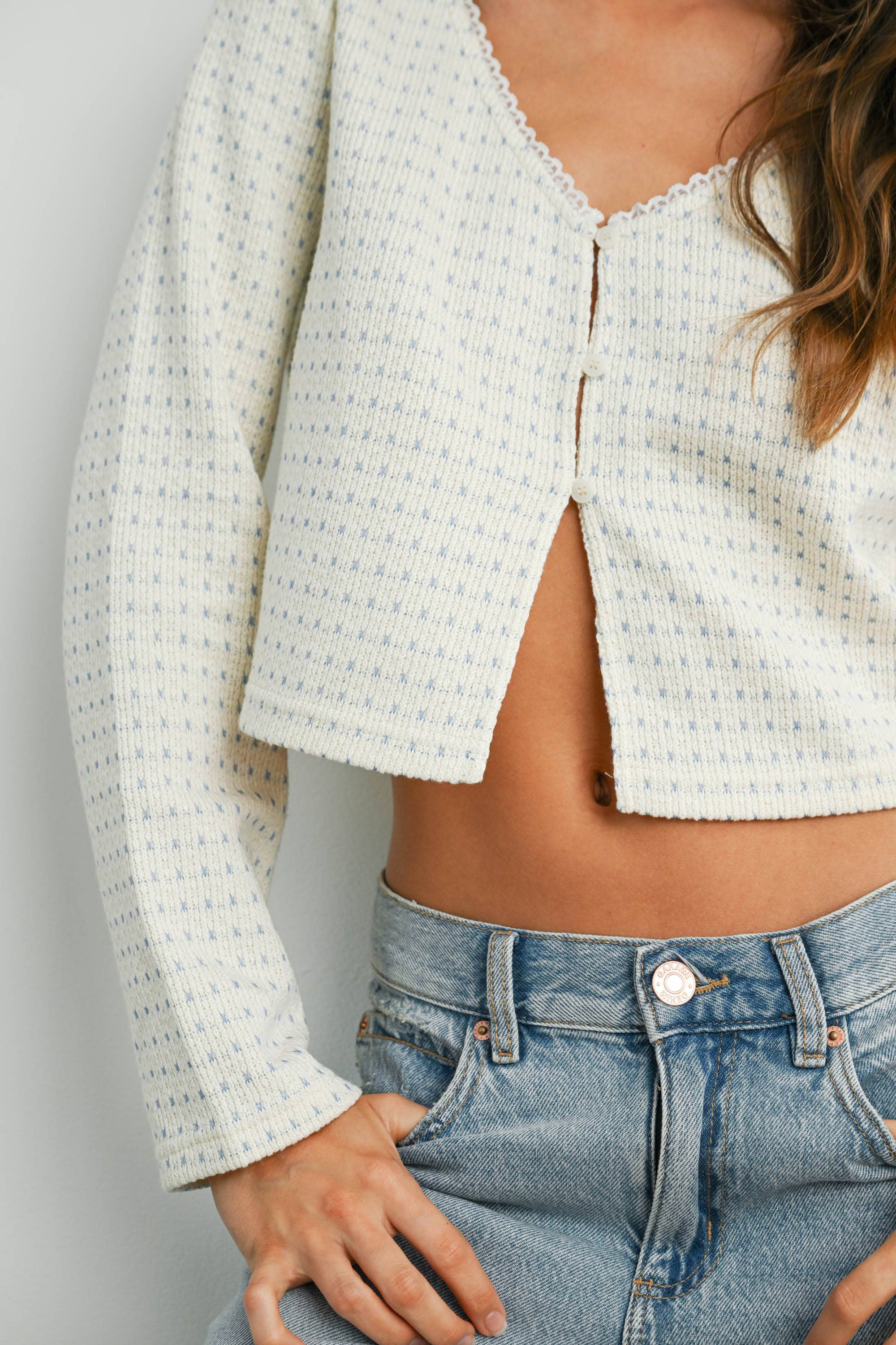 Aspen | Button-Up Cropped Long Sleeve Top