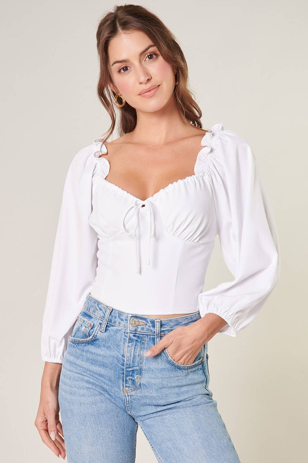 Eliana | Balloon Sleeve Bustier Top
