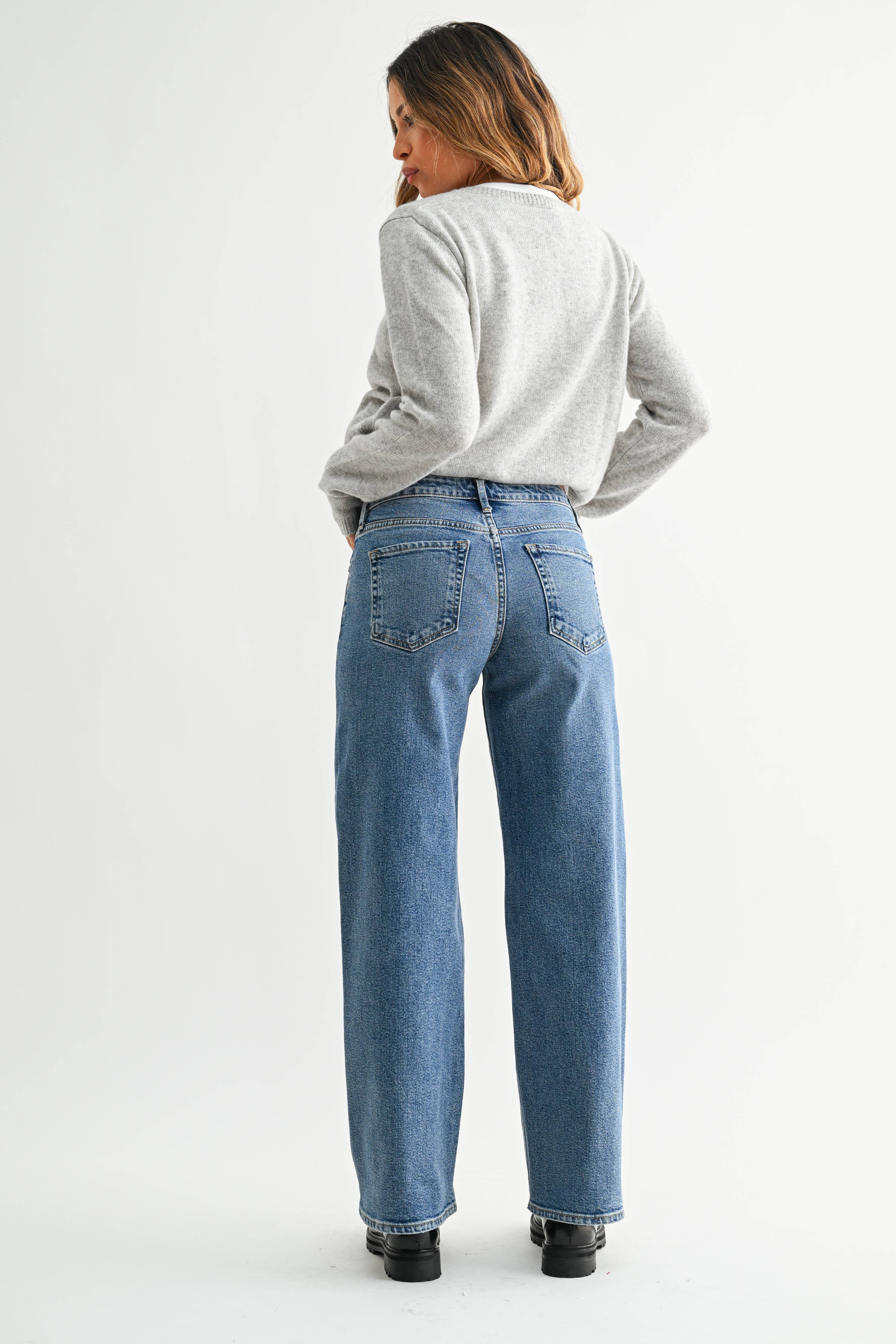 Jolie | MED - Mid Rise Slim Wide Leg