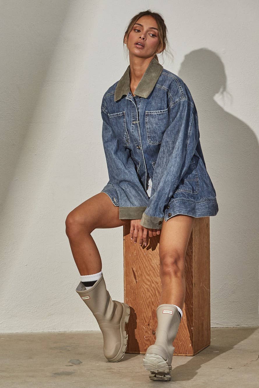 Alexandra | Contrast Collar Denim Jacket