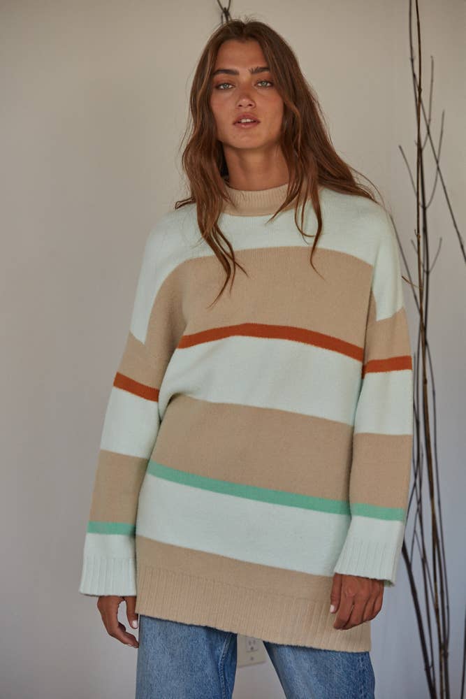 Saylor | Knit Viscose Polyester Nylon Striped Sweater