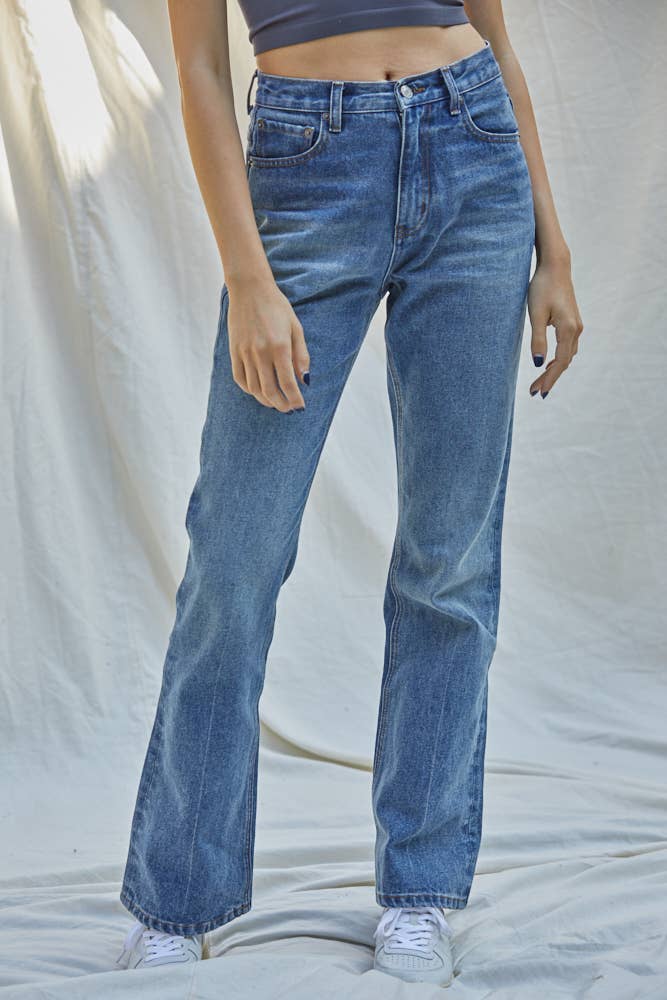 Greer | High Rise Non-Stretch Wide Leg Bootcut Denim Pants