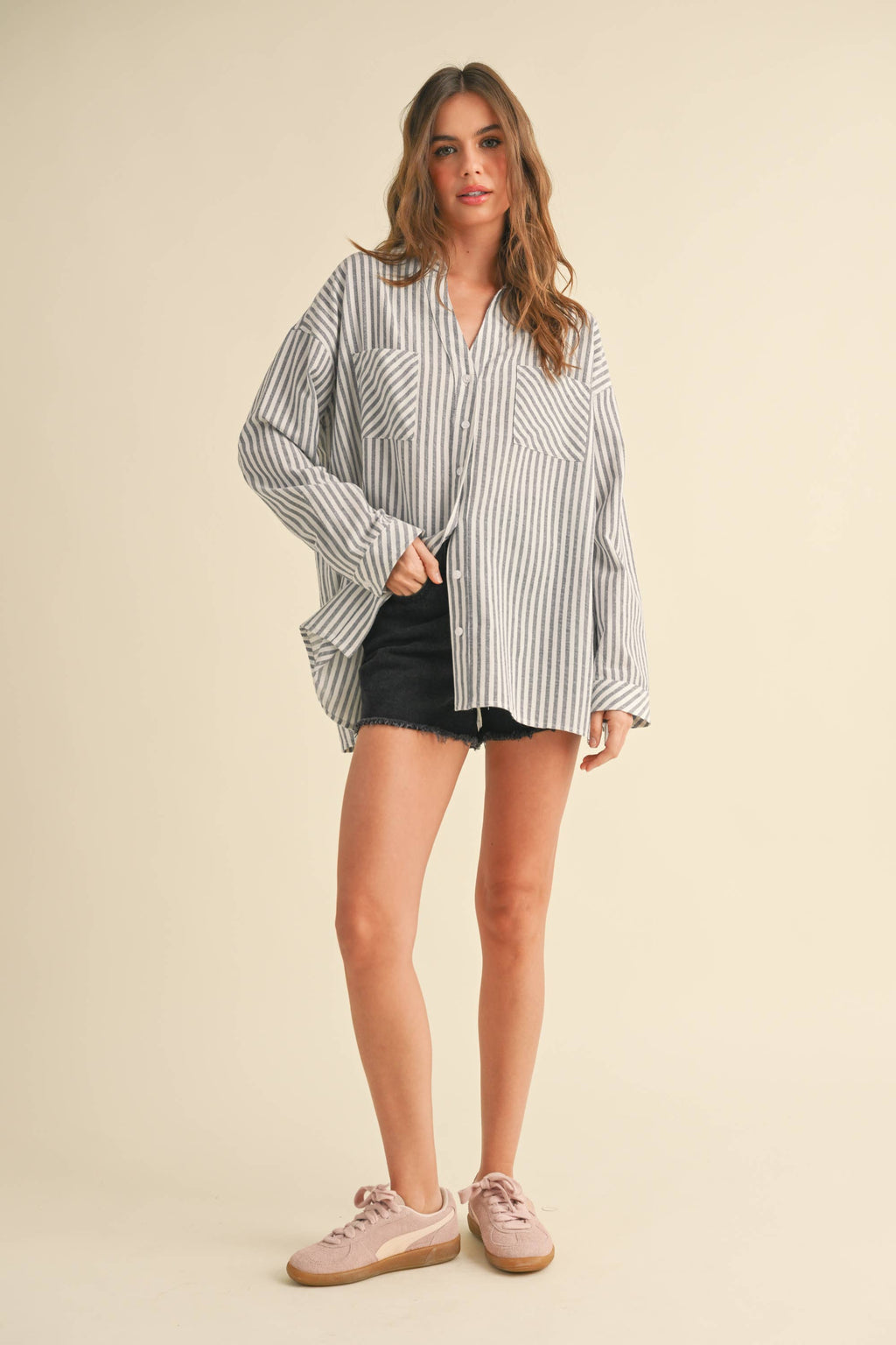 Millionaire Mommy | 100% Cotton Striped Pattern Button Down Shirt