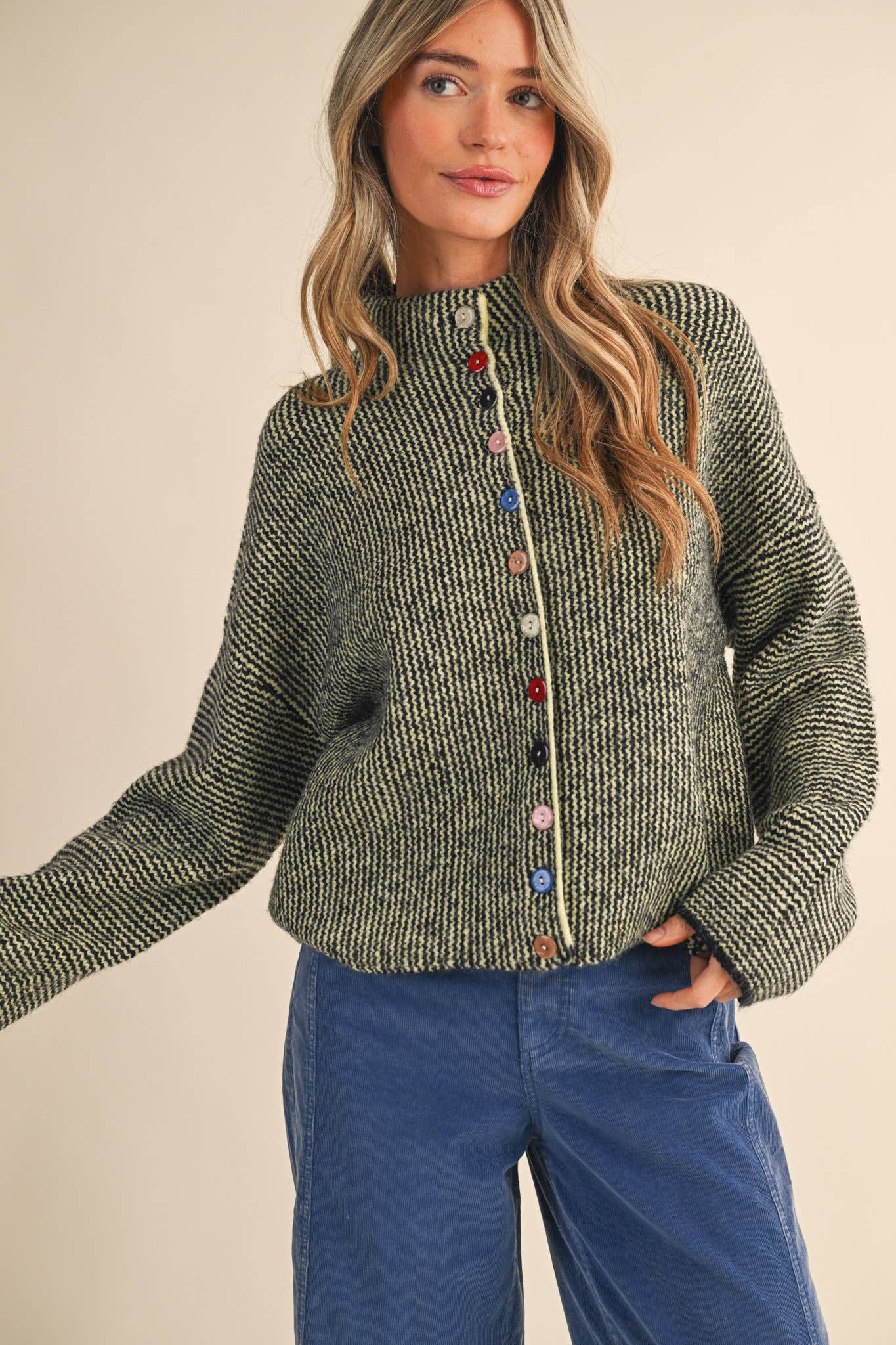 Maisie | Striped Sweater Cardigan