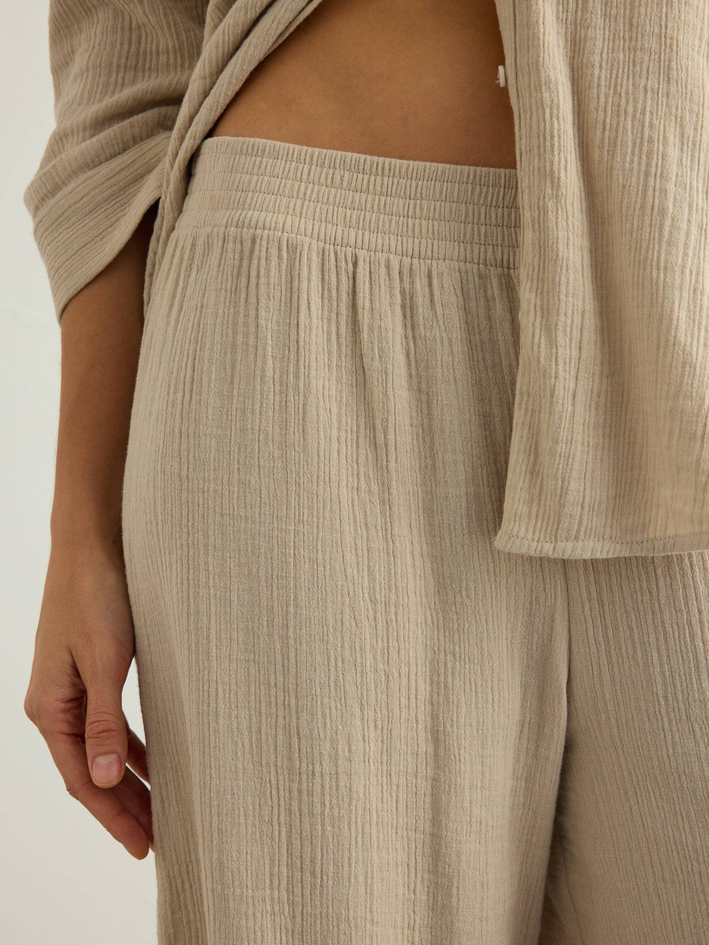 Aura Oatmeal | Palazzo Pants 100% Turkish Cotton