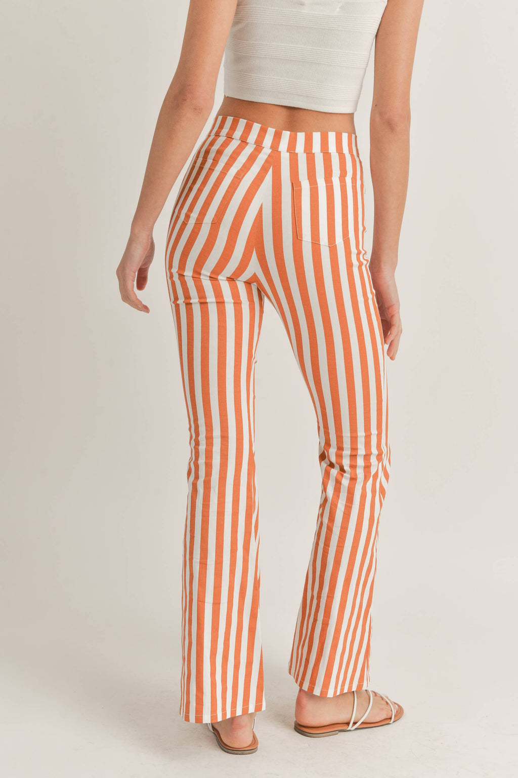 Hadleigh | Vertical Striped High Waisted Flared Pants