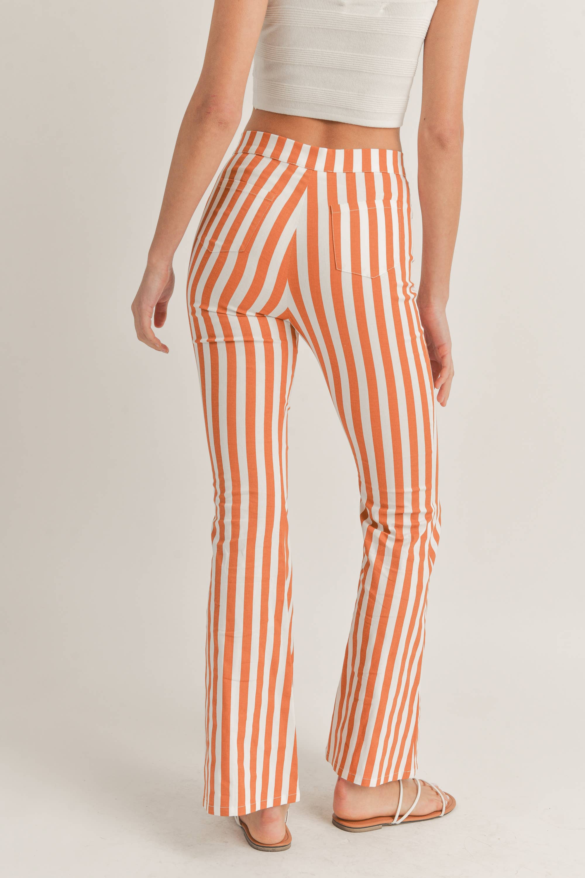Hadleigh | Vertical Striped High Waisted Flared Pants
