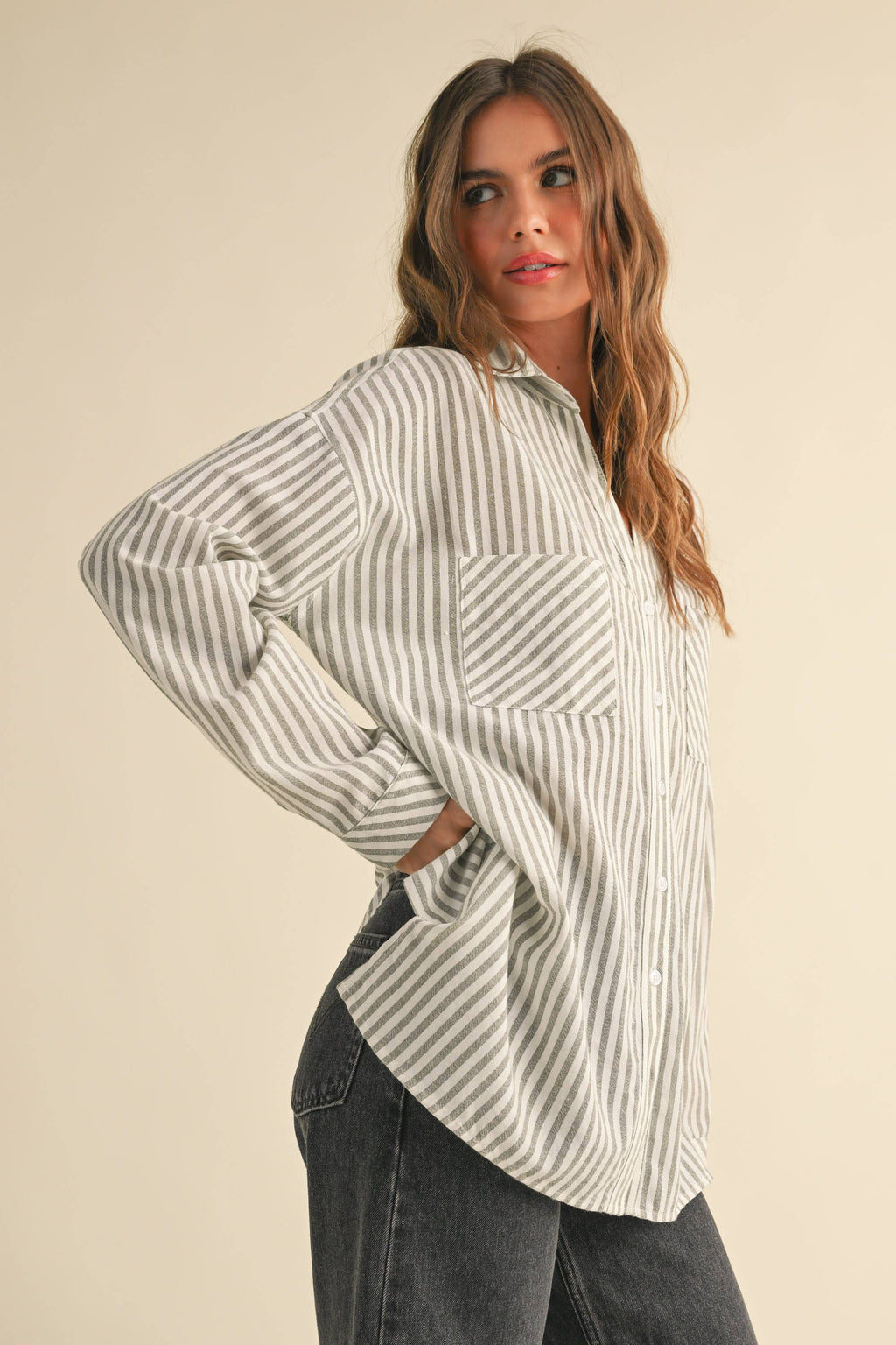 Millionaire Mommy | 100% Cotton Striped Pattern Button Down Shirt