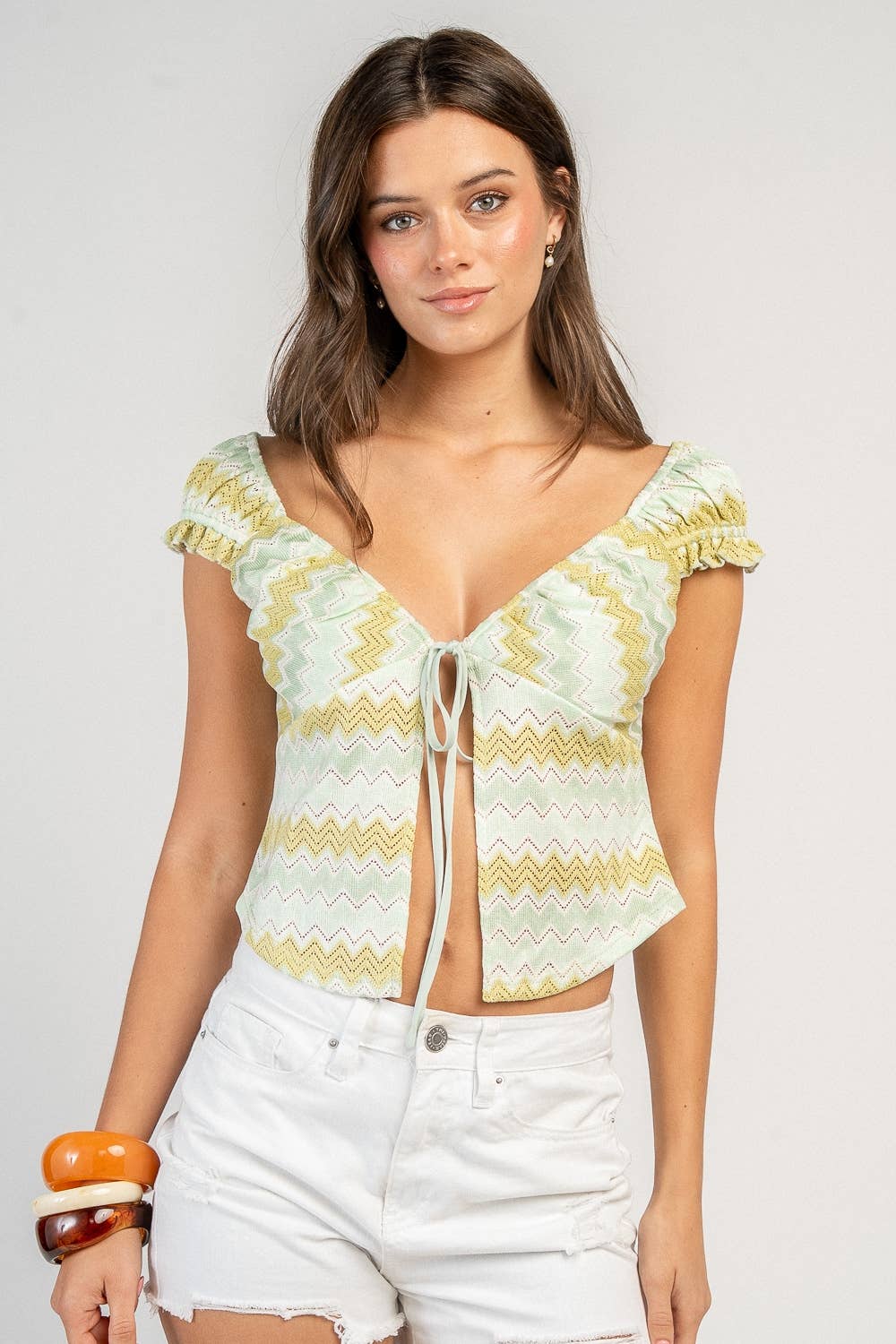 Hannah | Tie Front Crochet Top