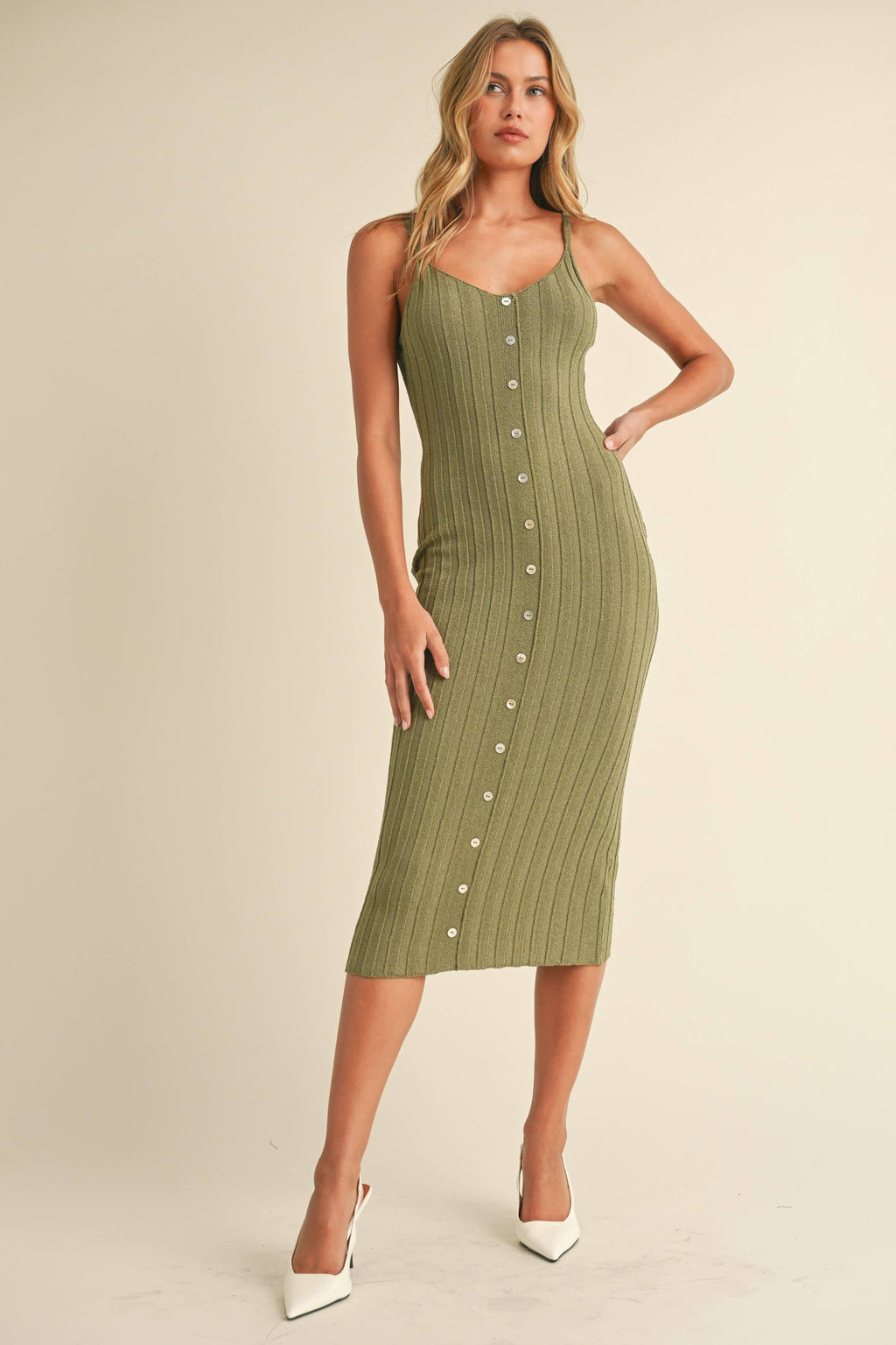 Odelle | Sleeveless Rib Sweater Midi Dress