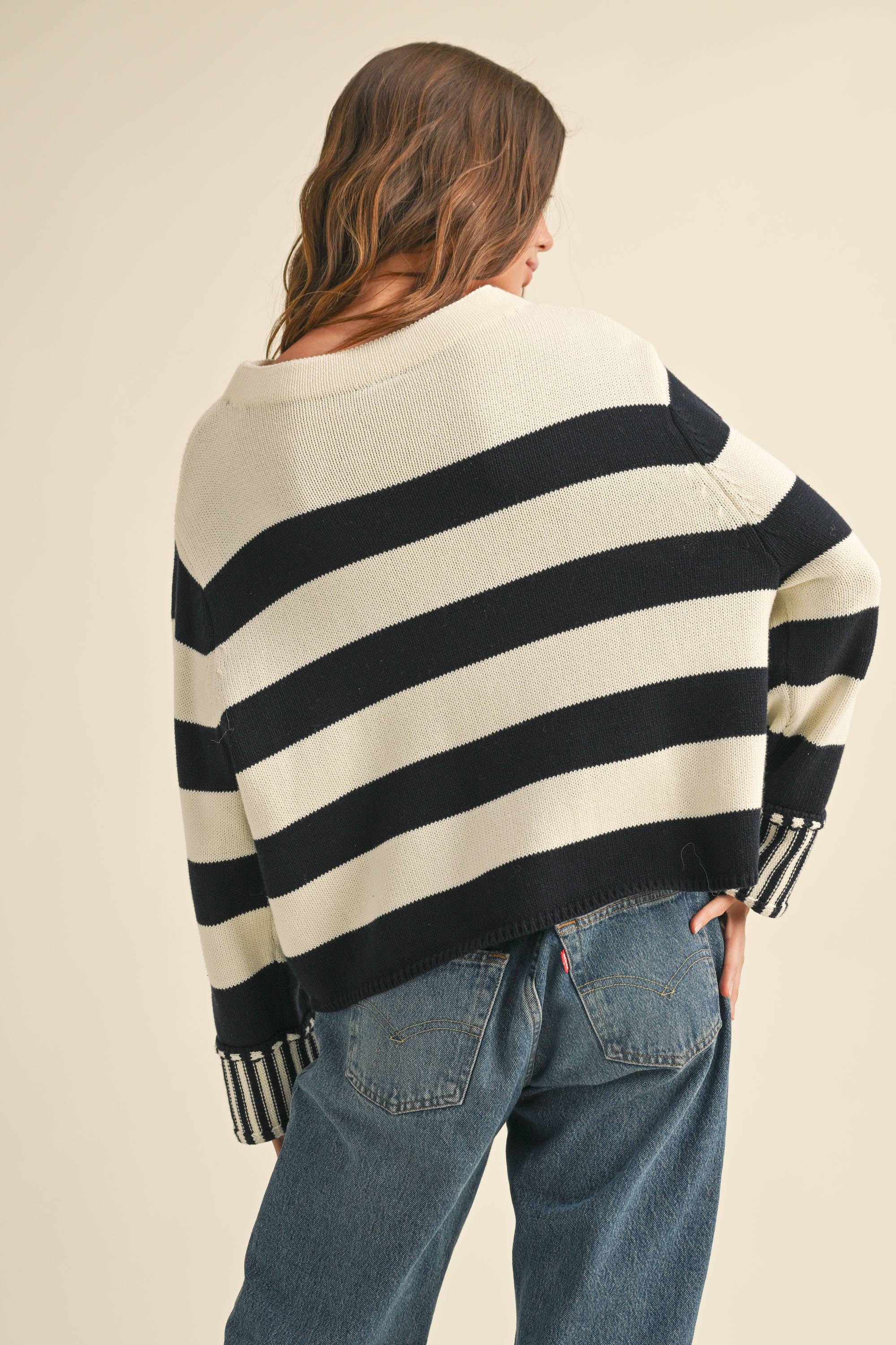 Genevieve | 100% Cotton Striped Sweater