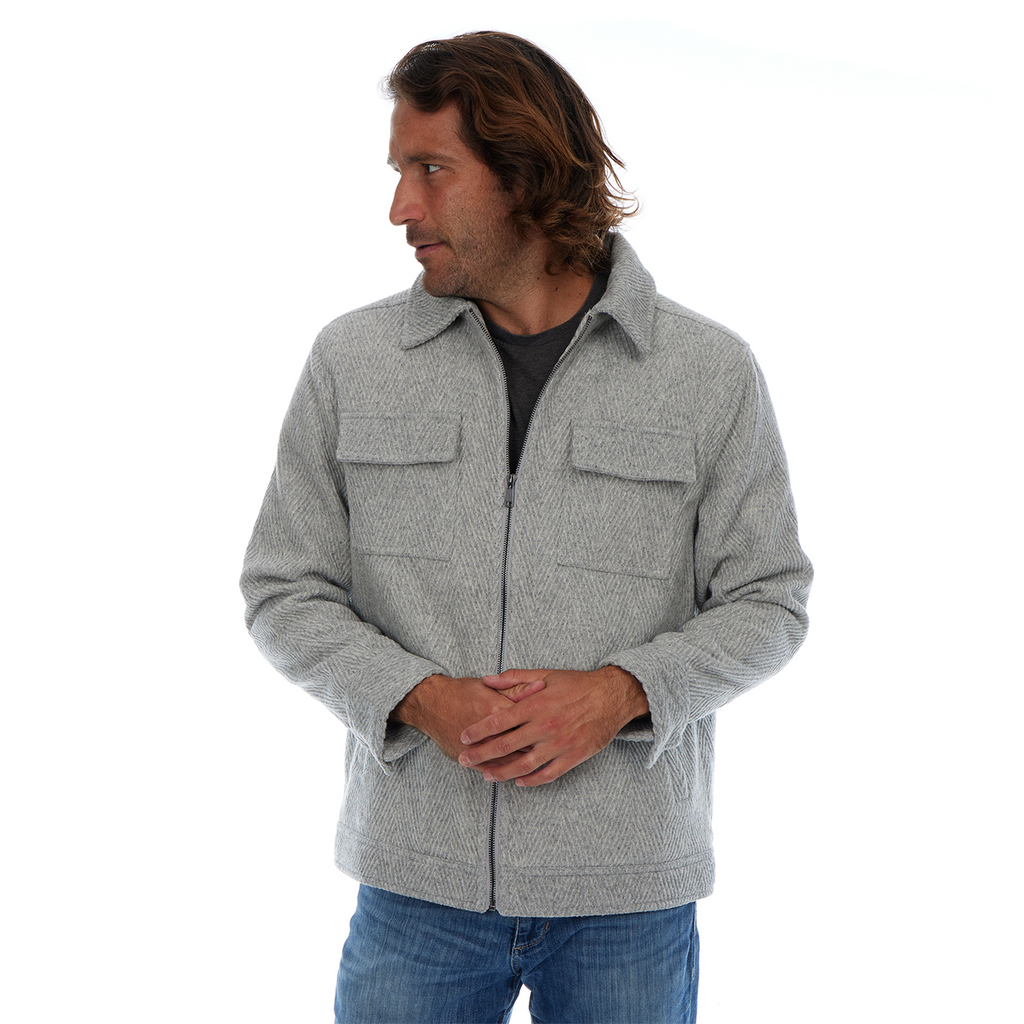 Kane | Textured Zip Up Wool Cargo Pocket Jacket
