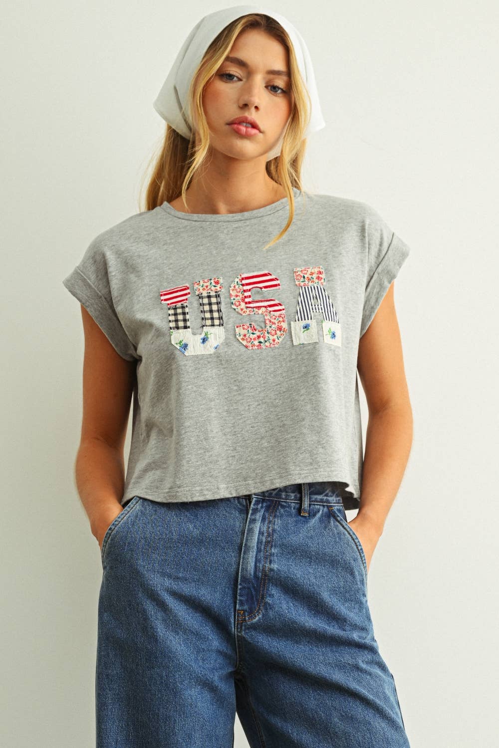 July | USA Floral Patchwork Front T-Shirt