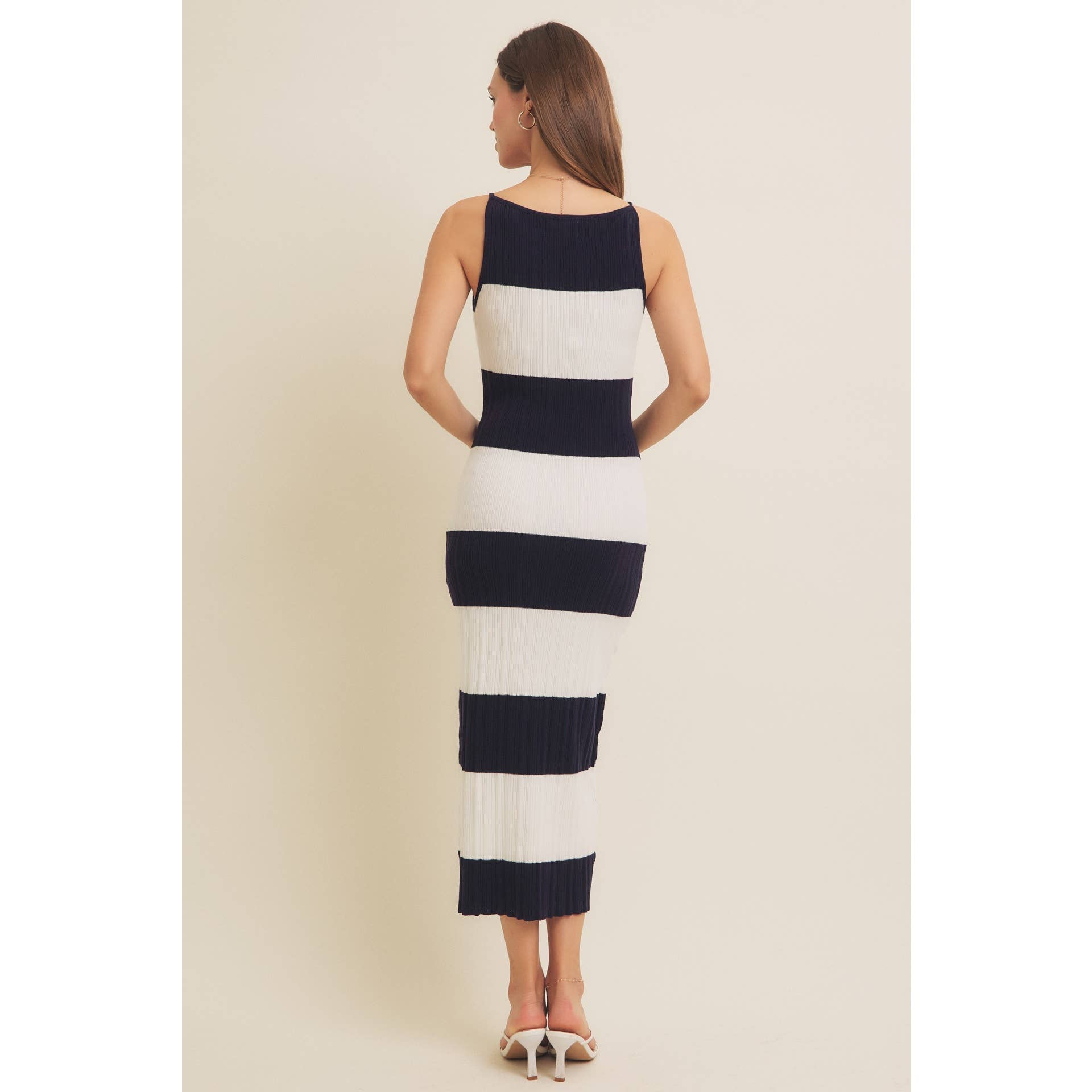 Stretchy Rib Sweater Midi Dress
