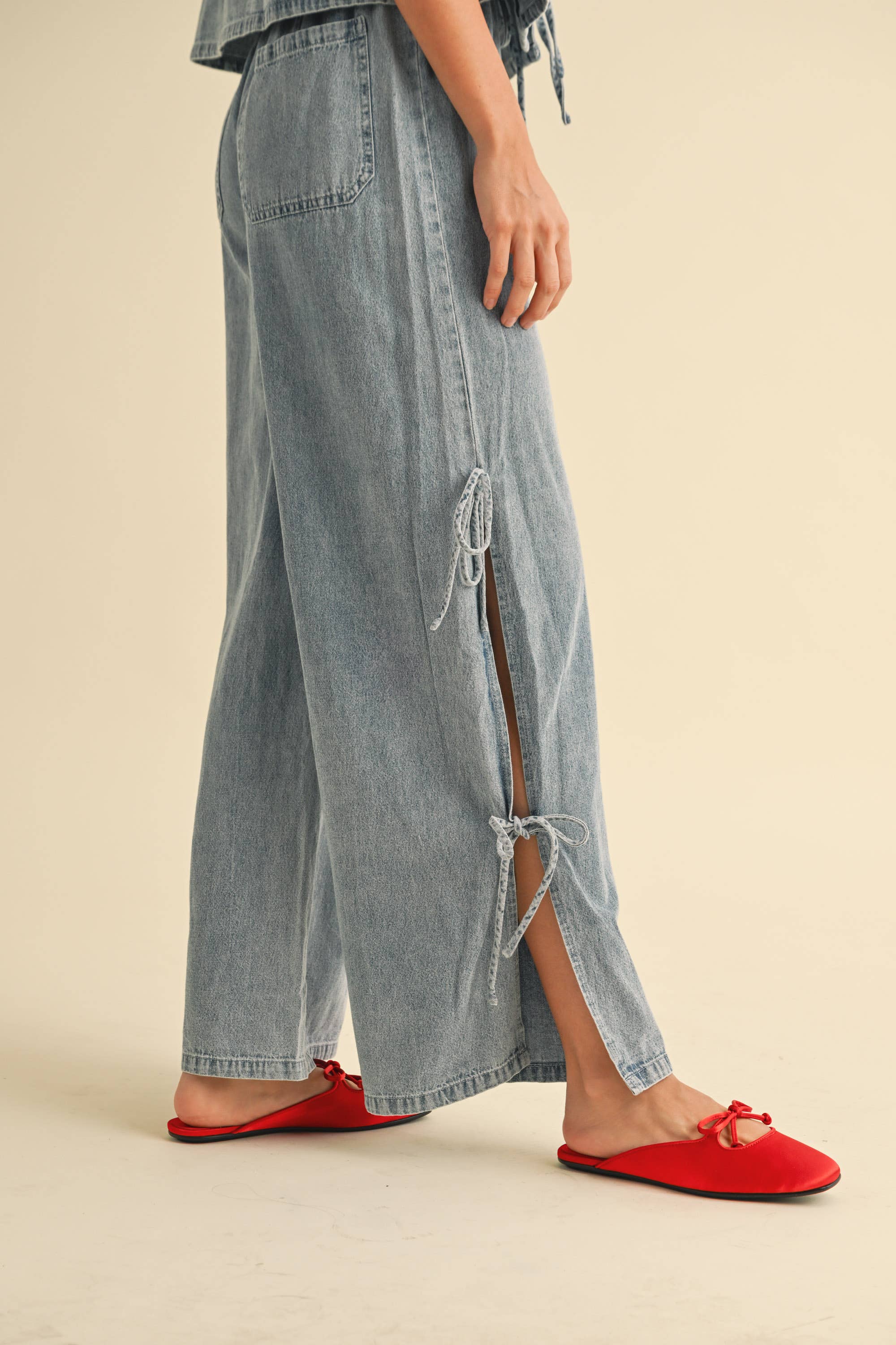 Indigo | Denim Tied On The Side Pants