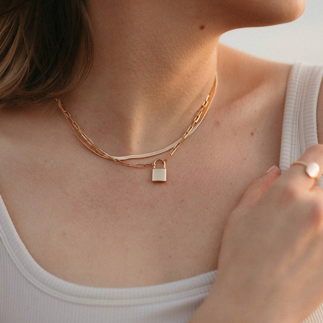 Newport | Gold Filled Lock Necklace