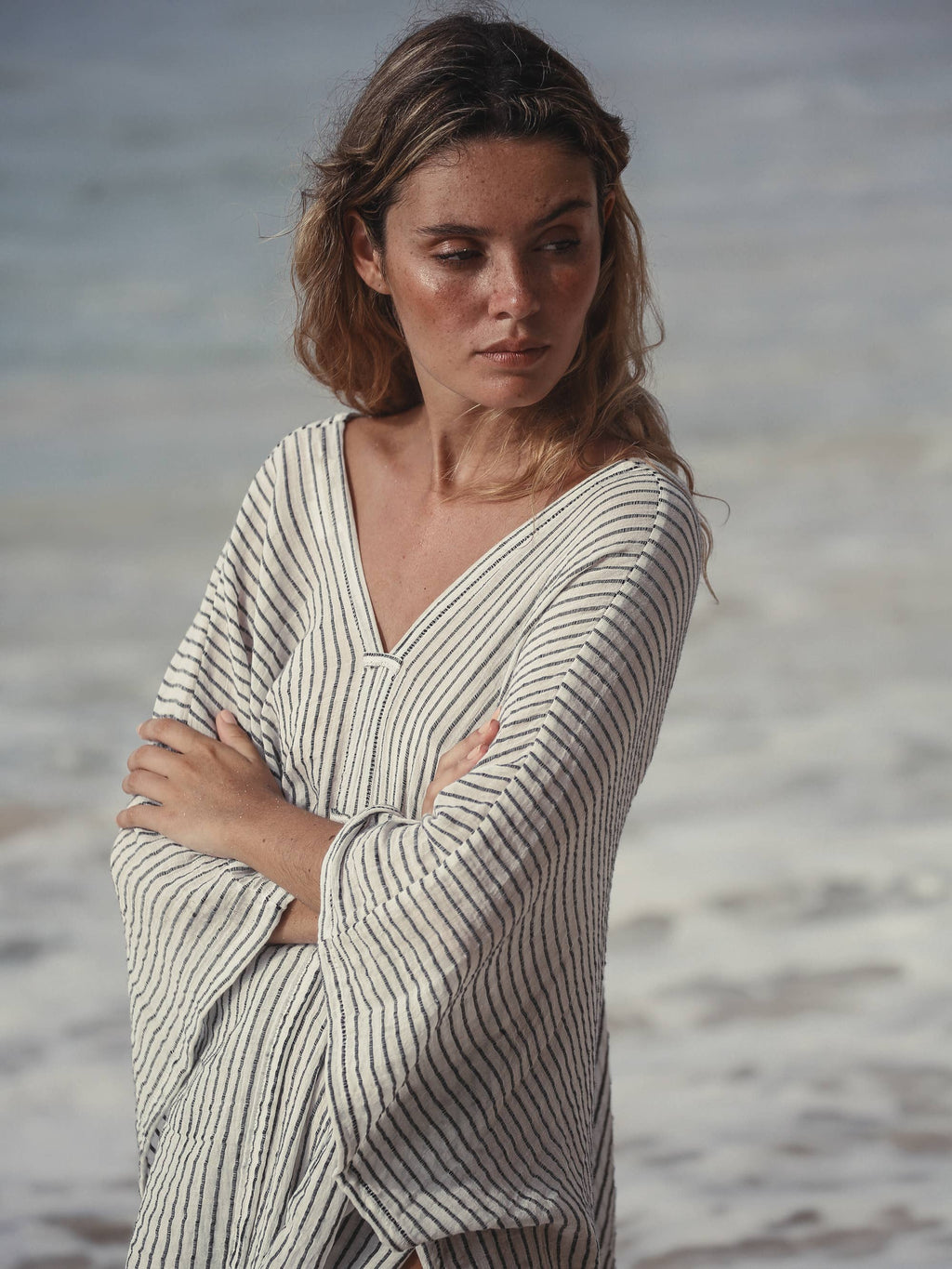 Ava Kimono 100% Turkish Cotton | Black Stripes