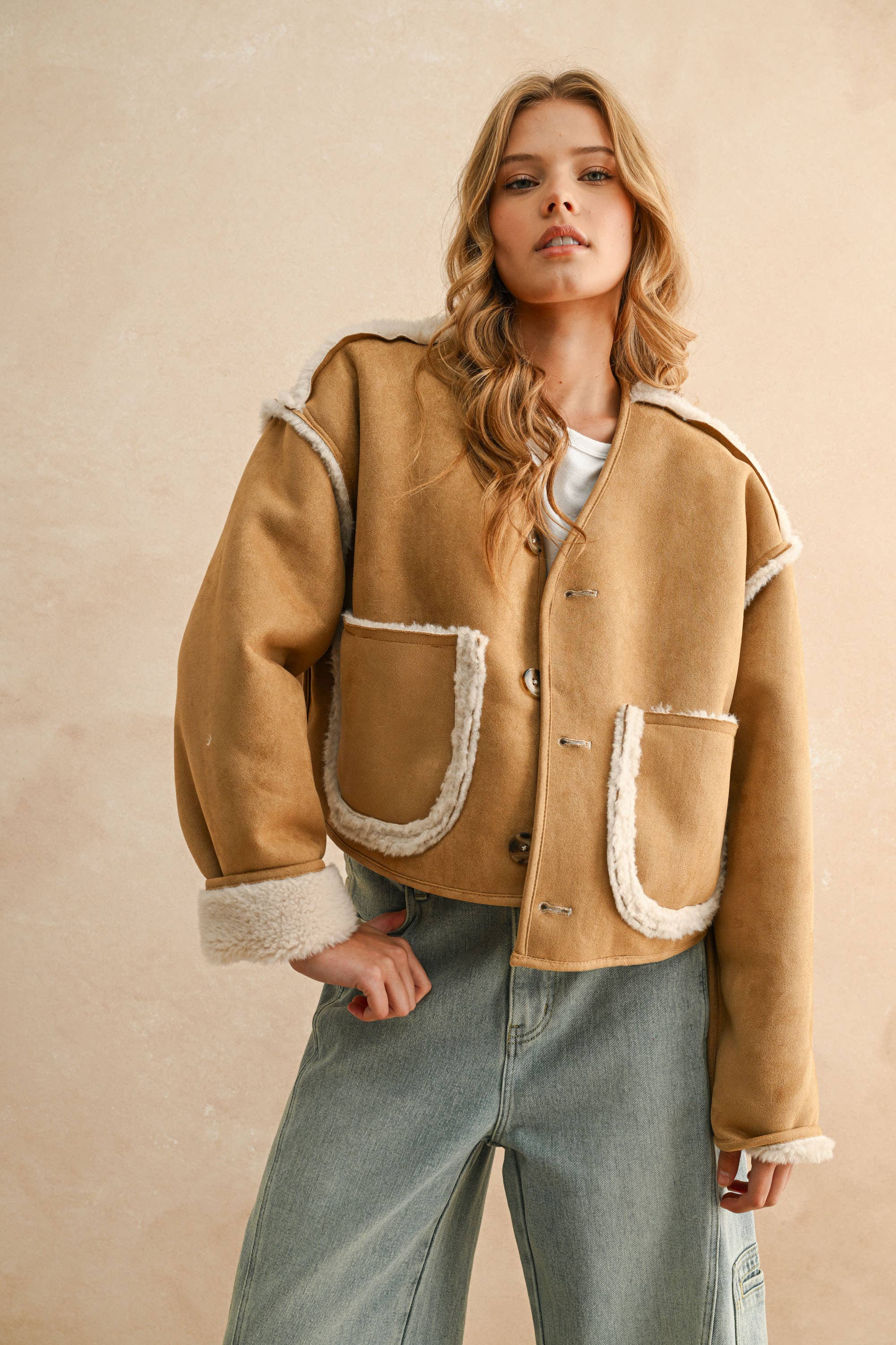 Jamie | Sherpa and Suede Reversible Jacket