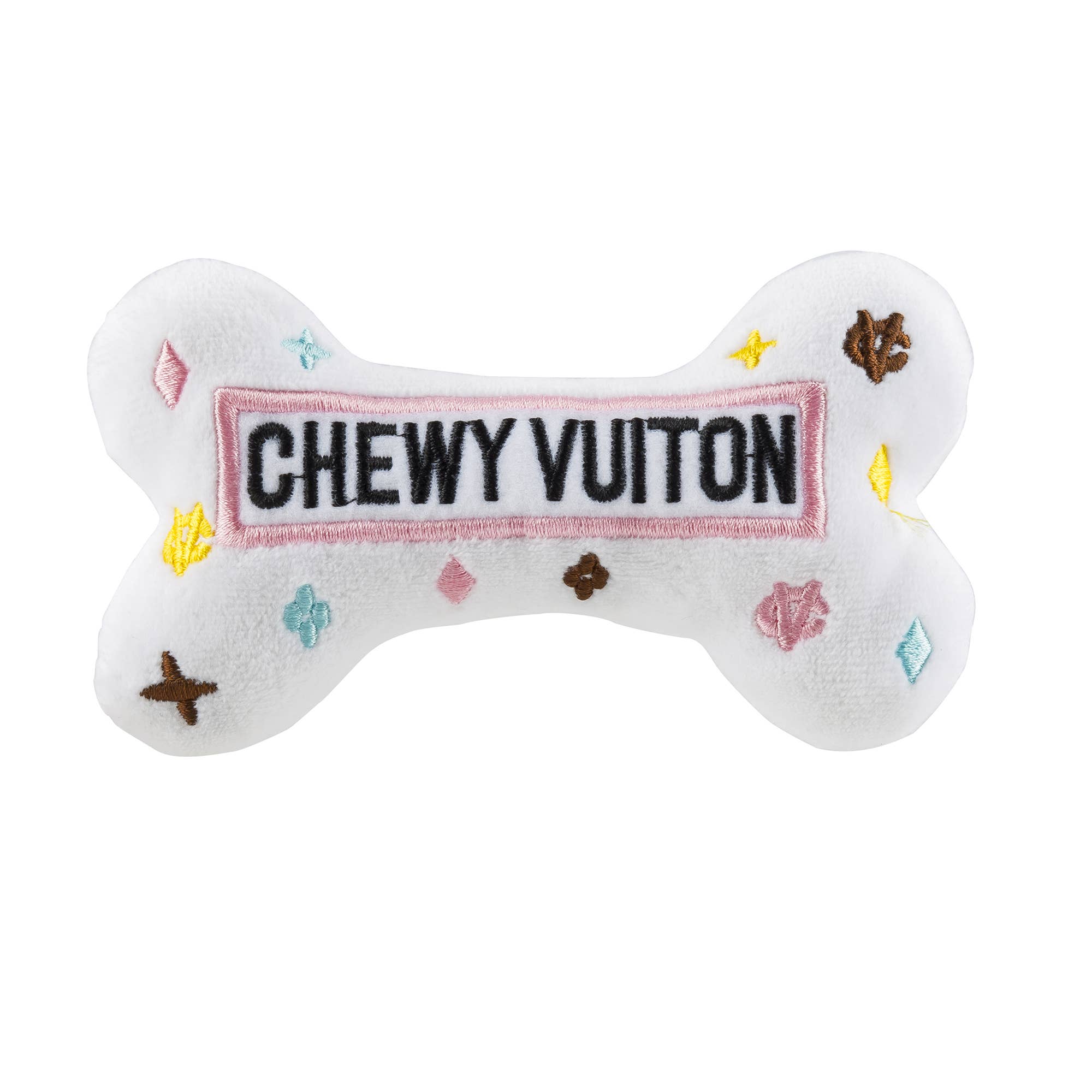 Chewy Vuiton Bones Squeaker Dog Toy