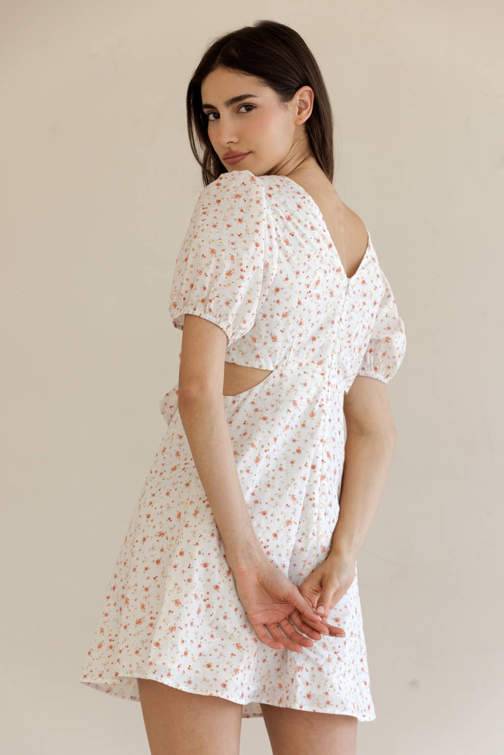 Camille | 100% Cotton Floral Bow Mini Dress