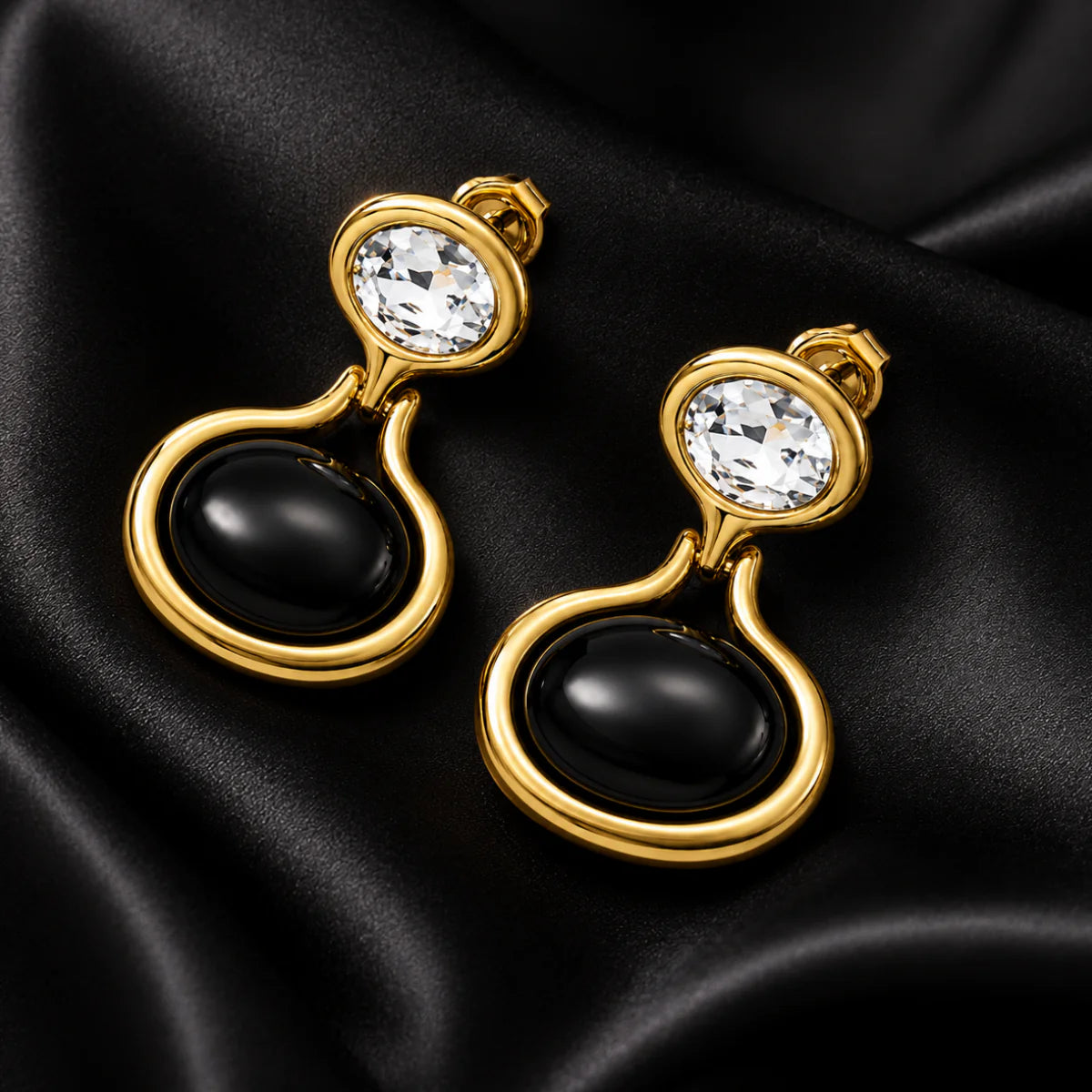 The Morgan | Black Cabochon Earrings