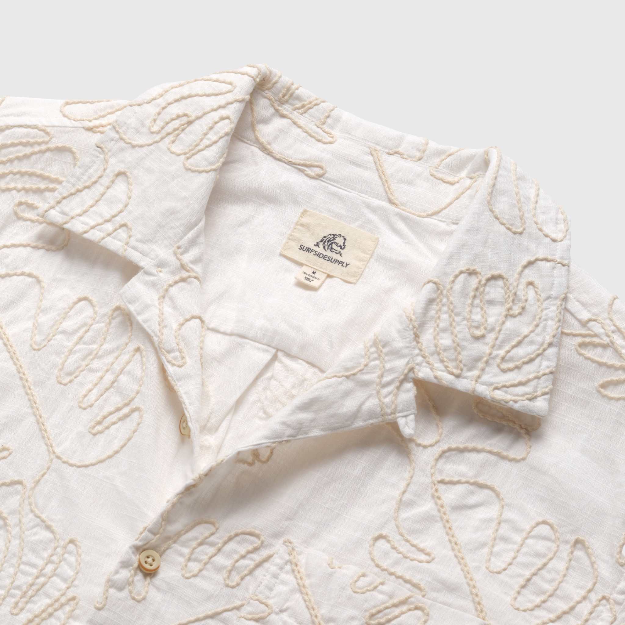Beau | Leaf Embroidery Camp Collar Shirt
