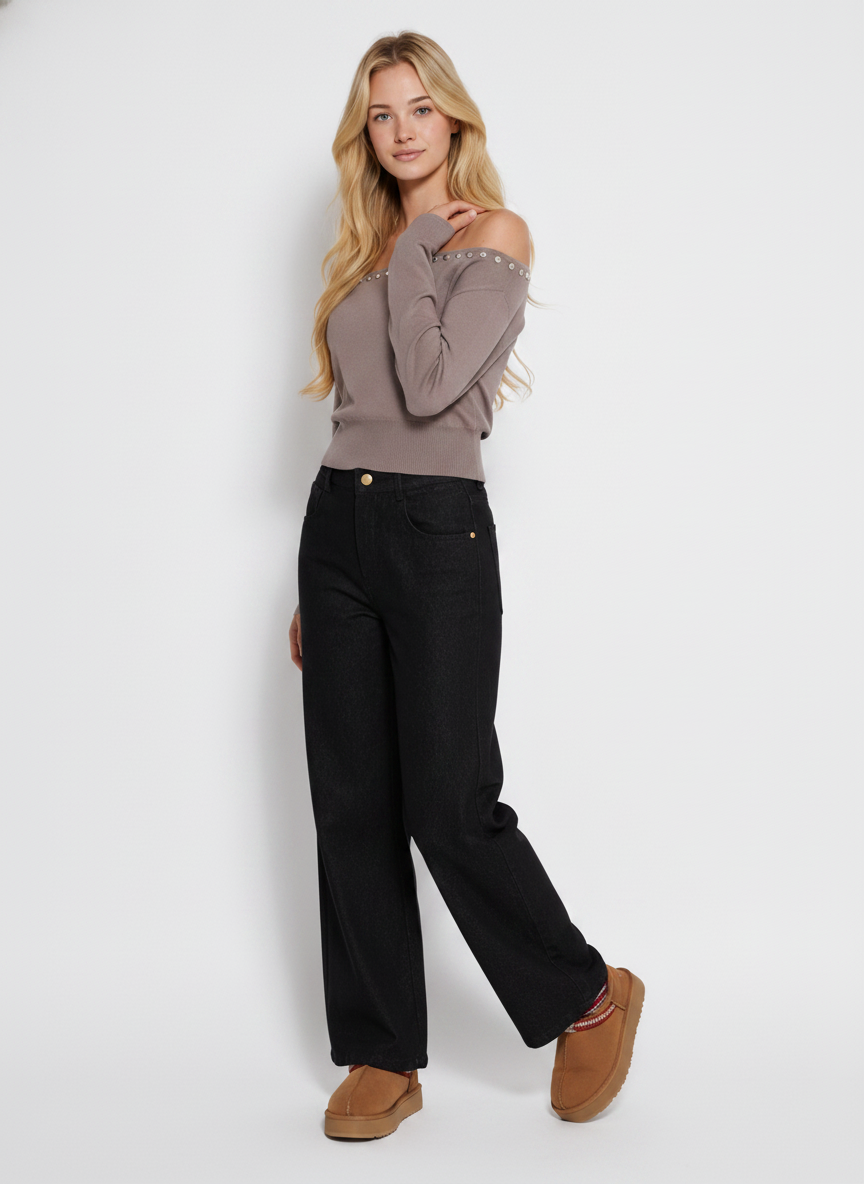 Romy | Button Off the Shoulder Long Sleeve