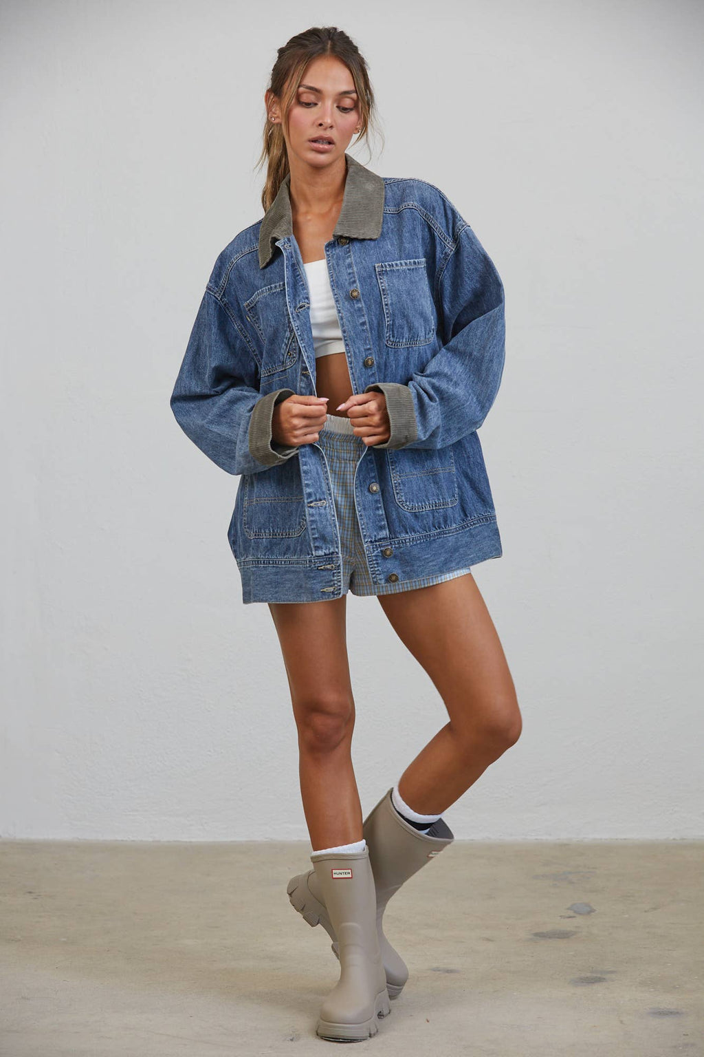 Alexandra | Contrast Collar Denim Jacket