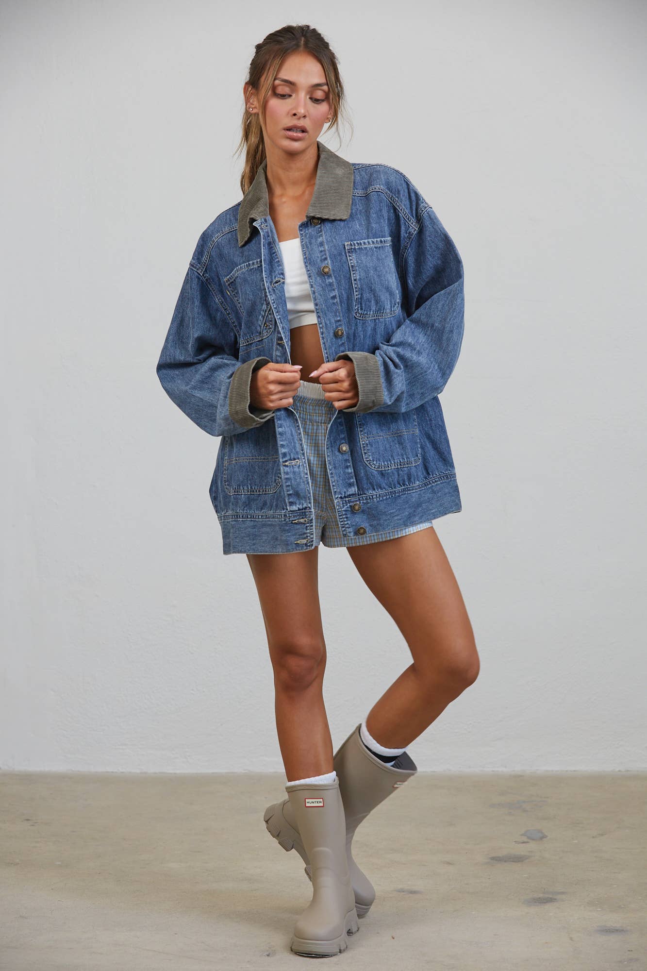 Alexandra | Contrast Collar Denim Jacket