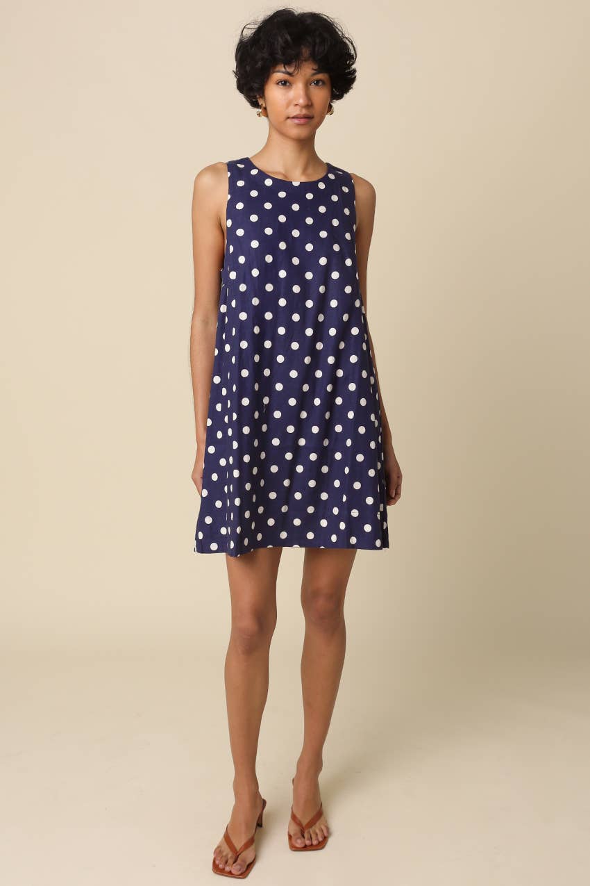 Noelle | Polka Dot Linen Blend Mini Dress
