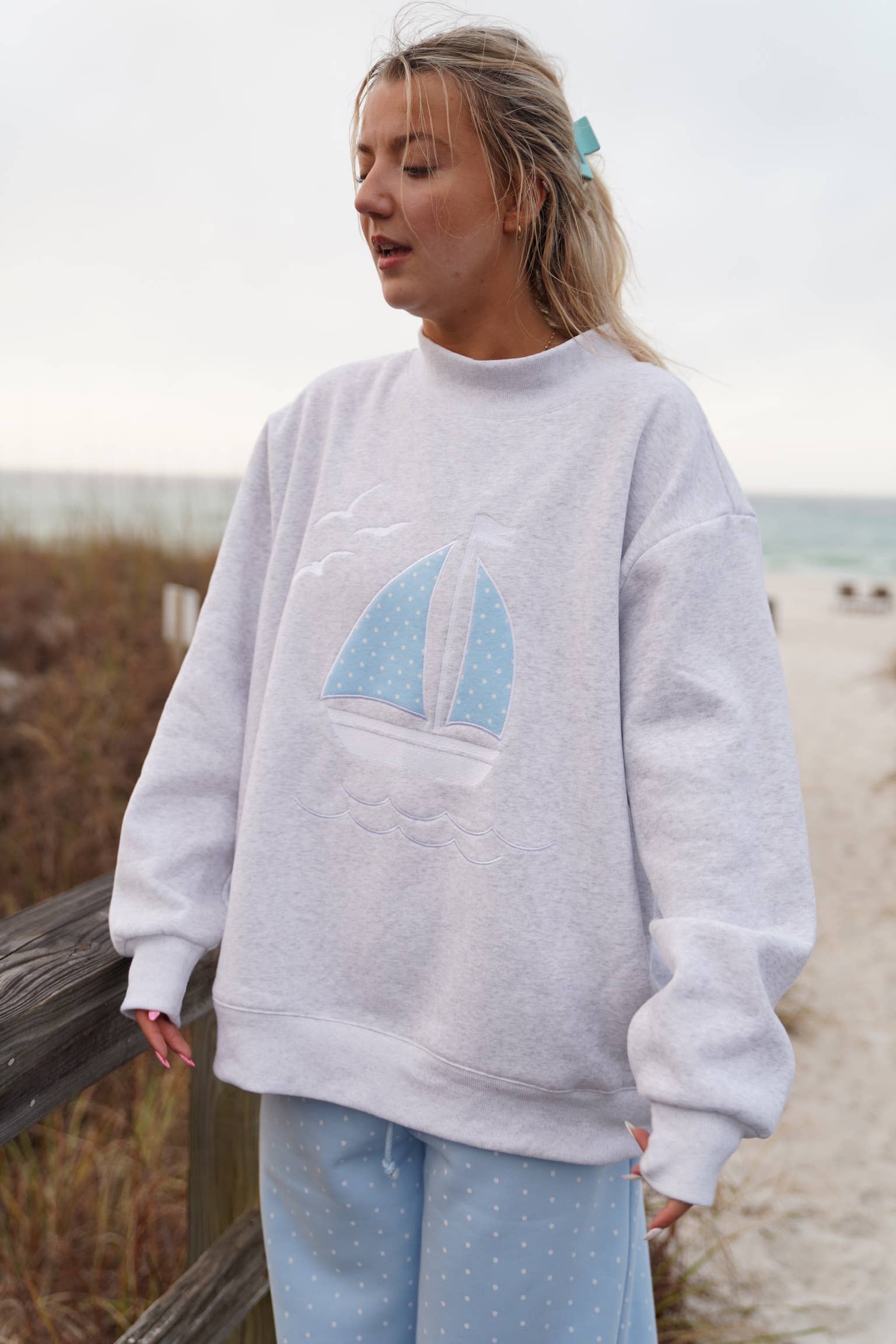 Marina | Sailboat Embroidered Mockneck