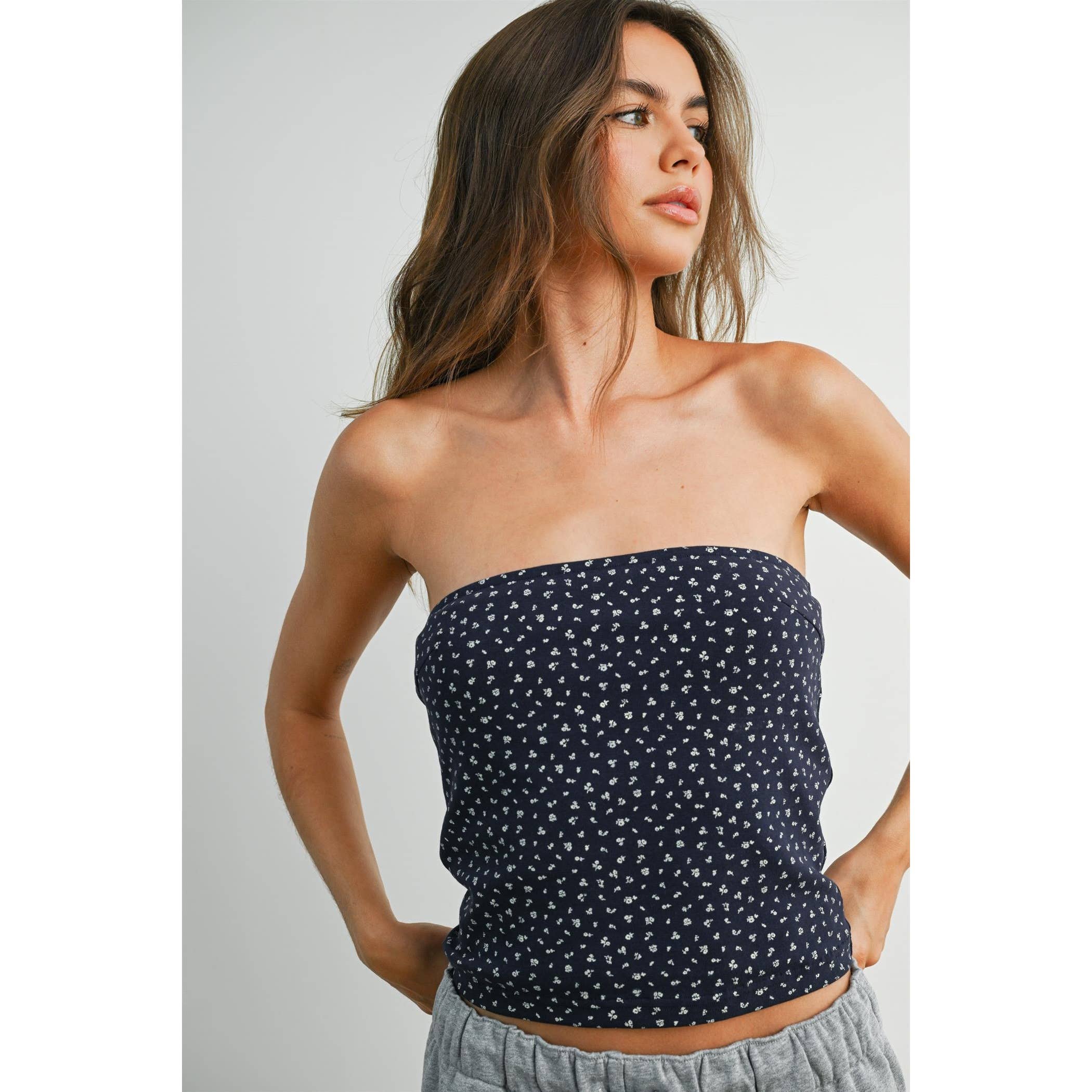 Delaney | Floral Print Sleeveless Tube Top