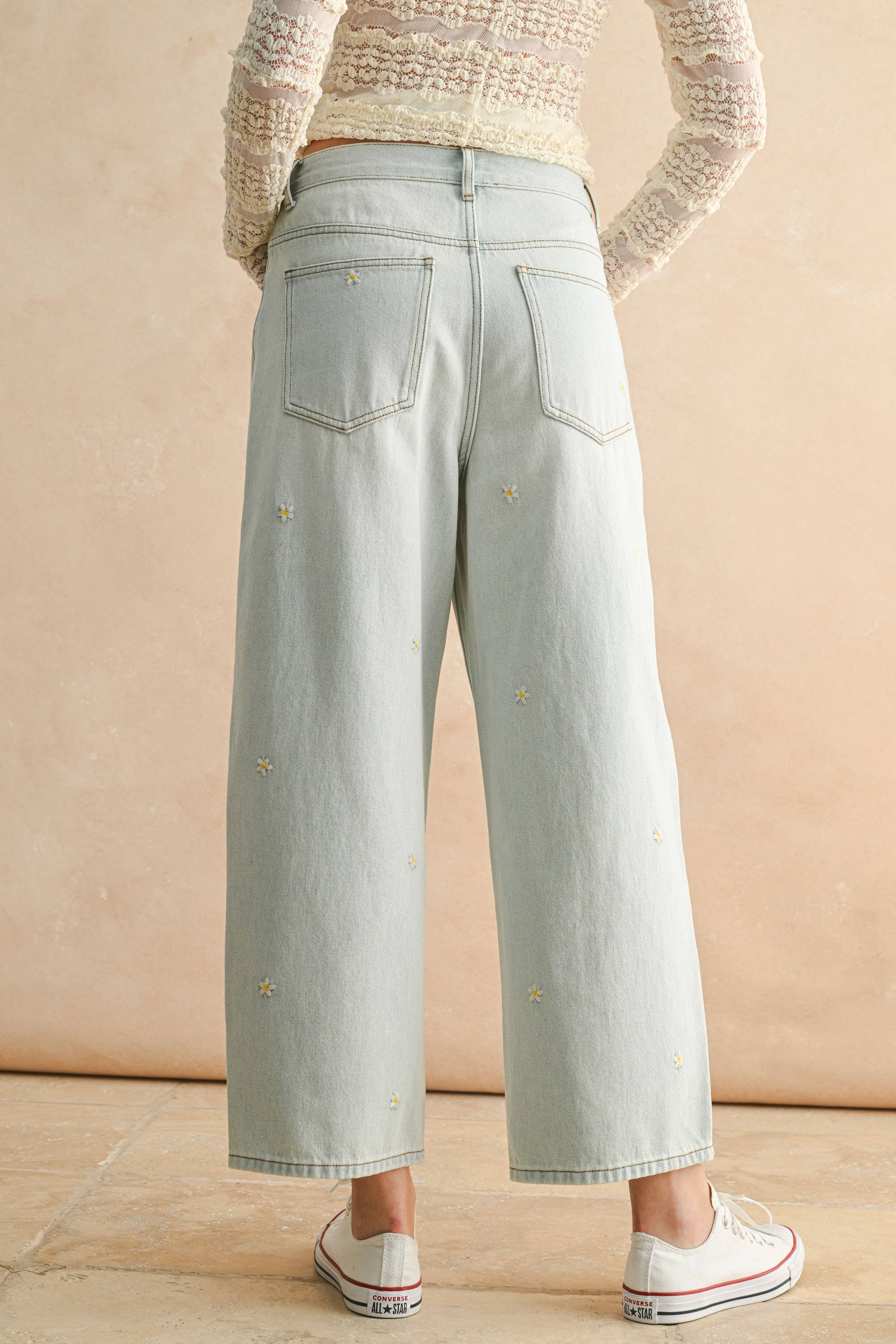 Daisy | Flower Embroidery Pants