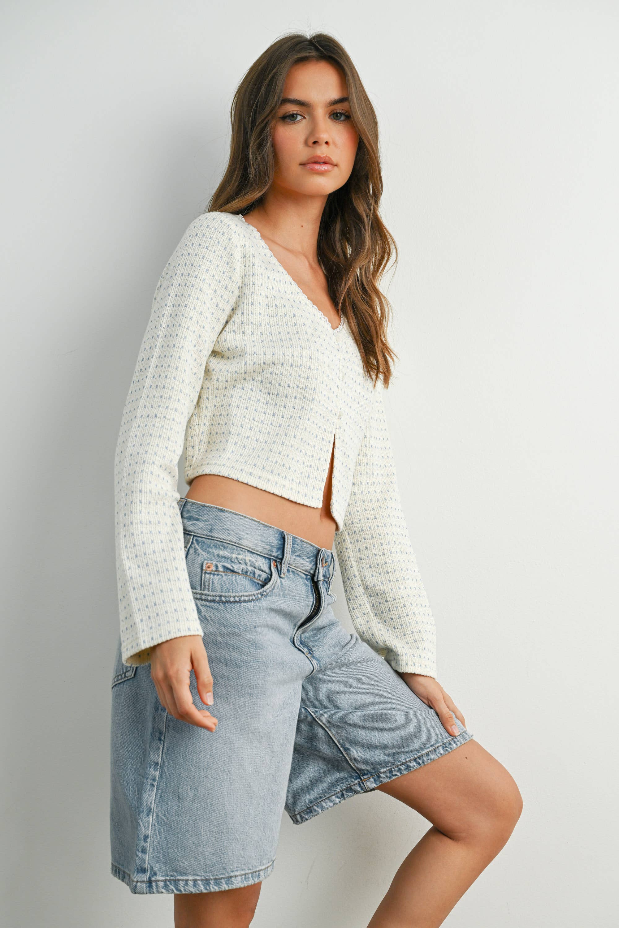 Aspen | Button-Up Cropped Long Sleeve Top