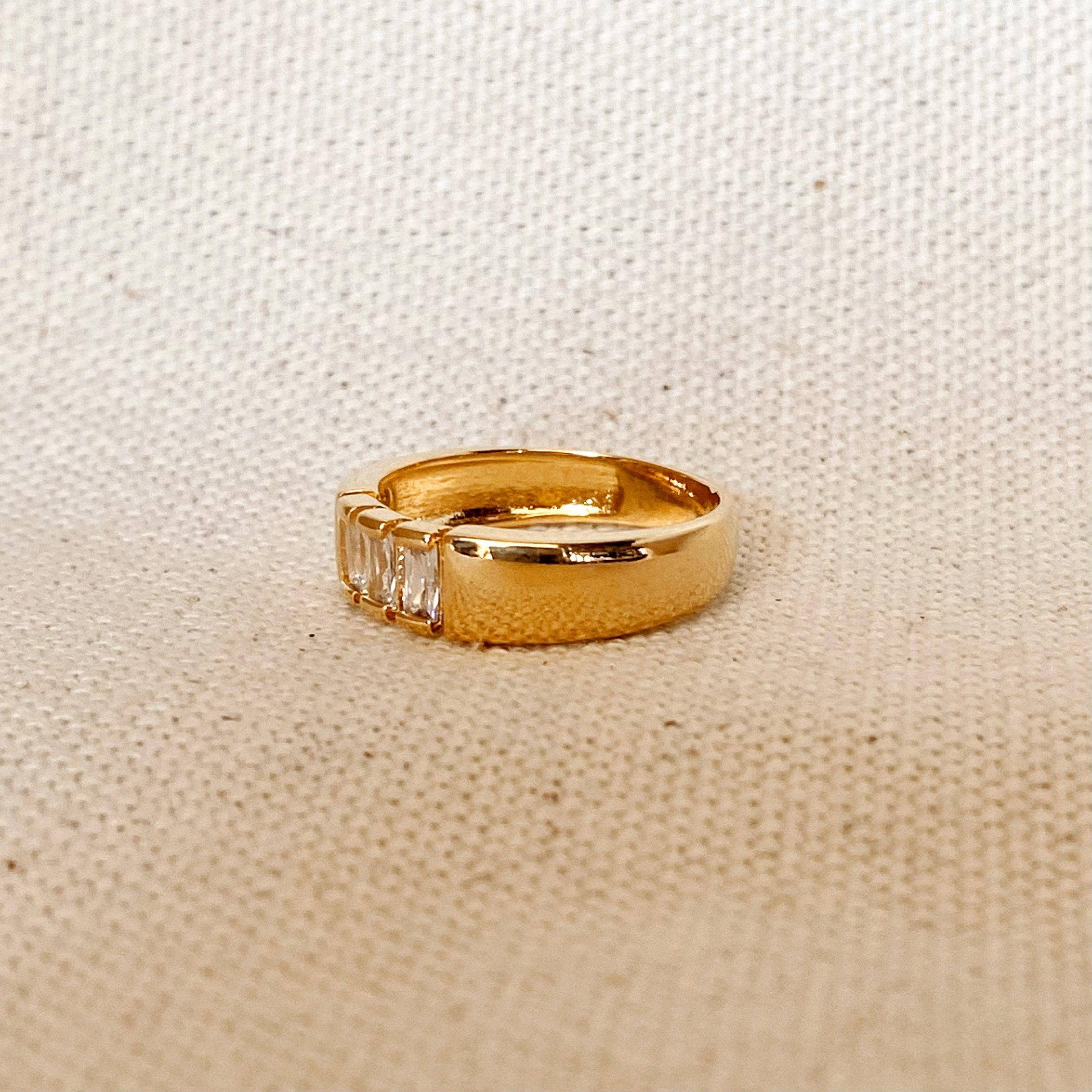 18k Gold Filled Trio baguette Cubic Zirconia Stone Ring
