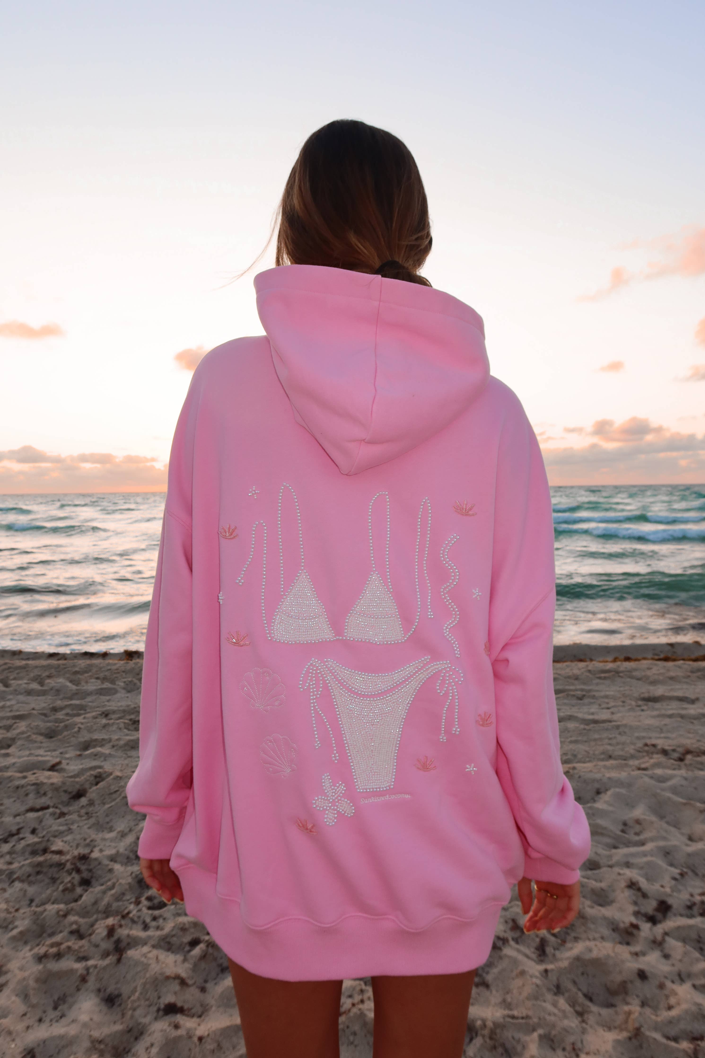 Lottie | Pink Bikini Beaded Hoodie