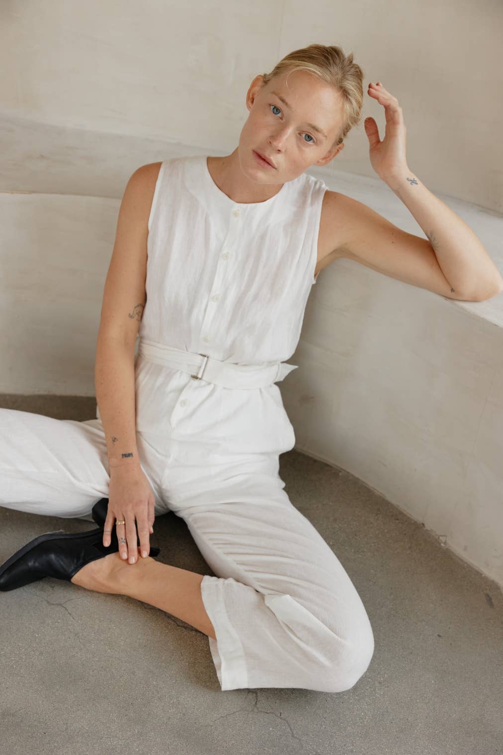 The Teagan Jumpsuit | Relaxed Linen Jumpsuit with Waist Belt