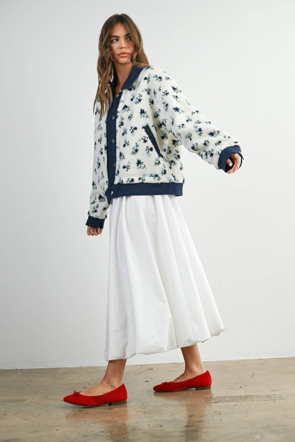 Elaine | Floral Collared Button-Down Jacket