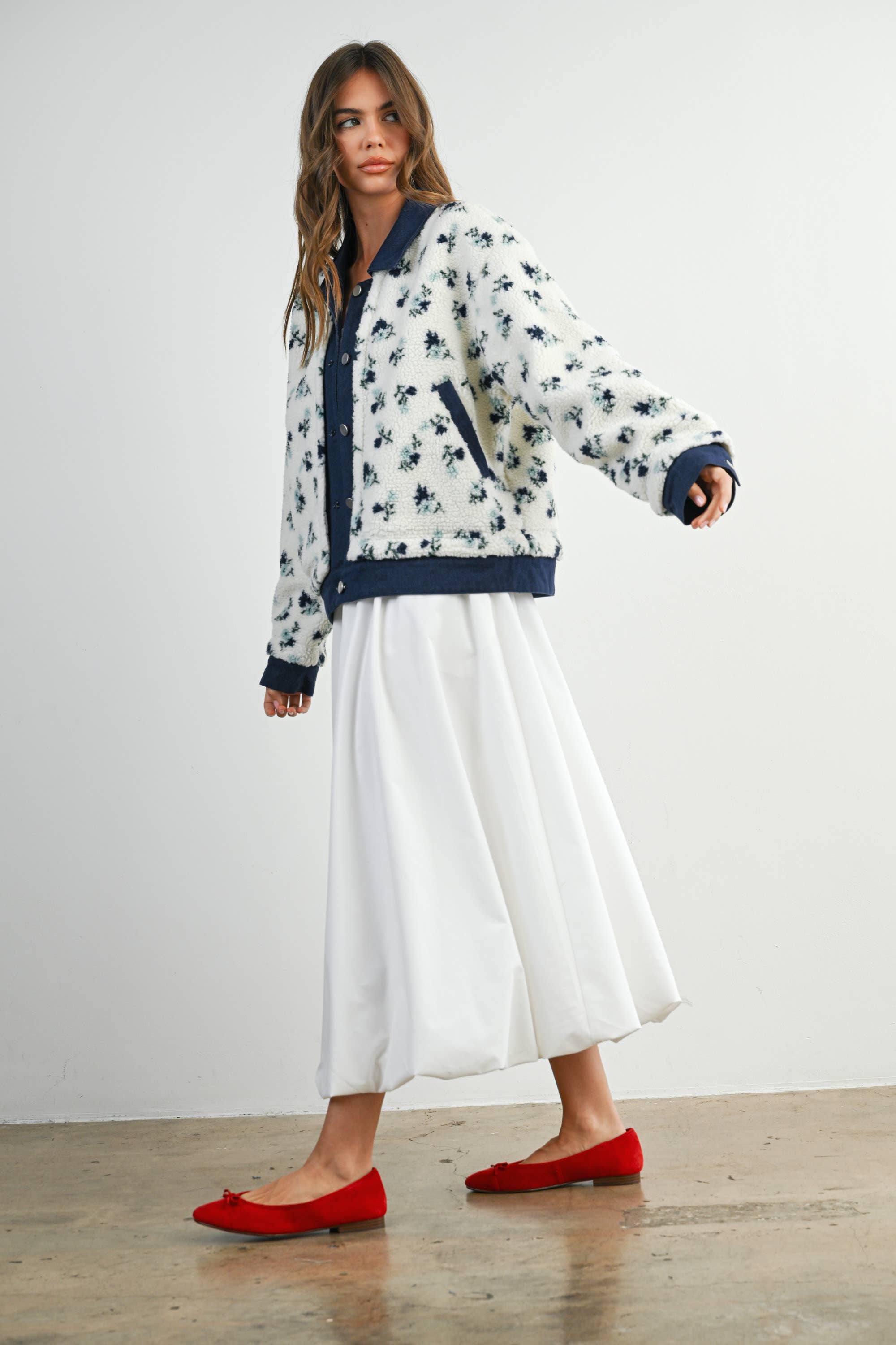 Elaine | Floral Collared Button-Down Jacket