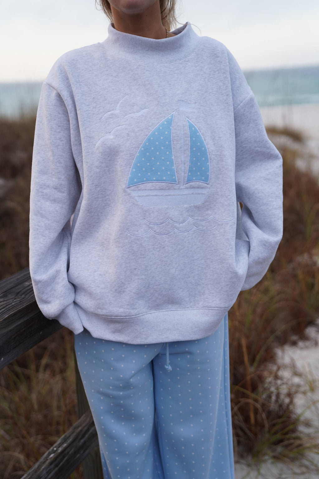 Marina | Sailboat Embroidered Mockneck