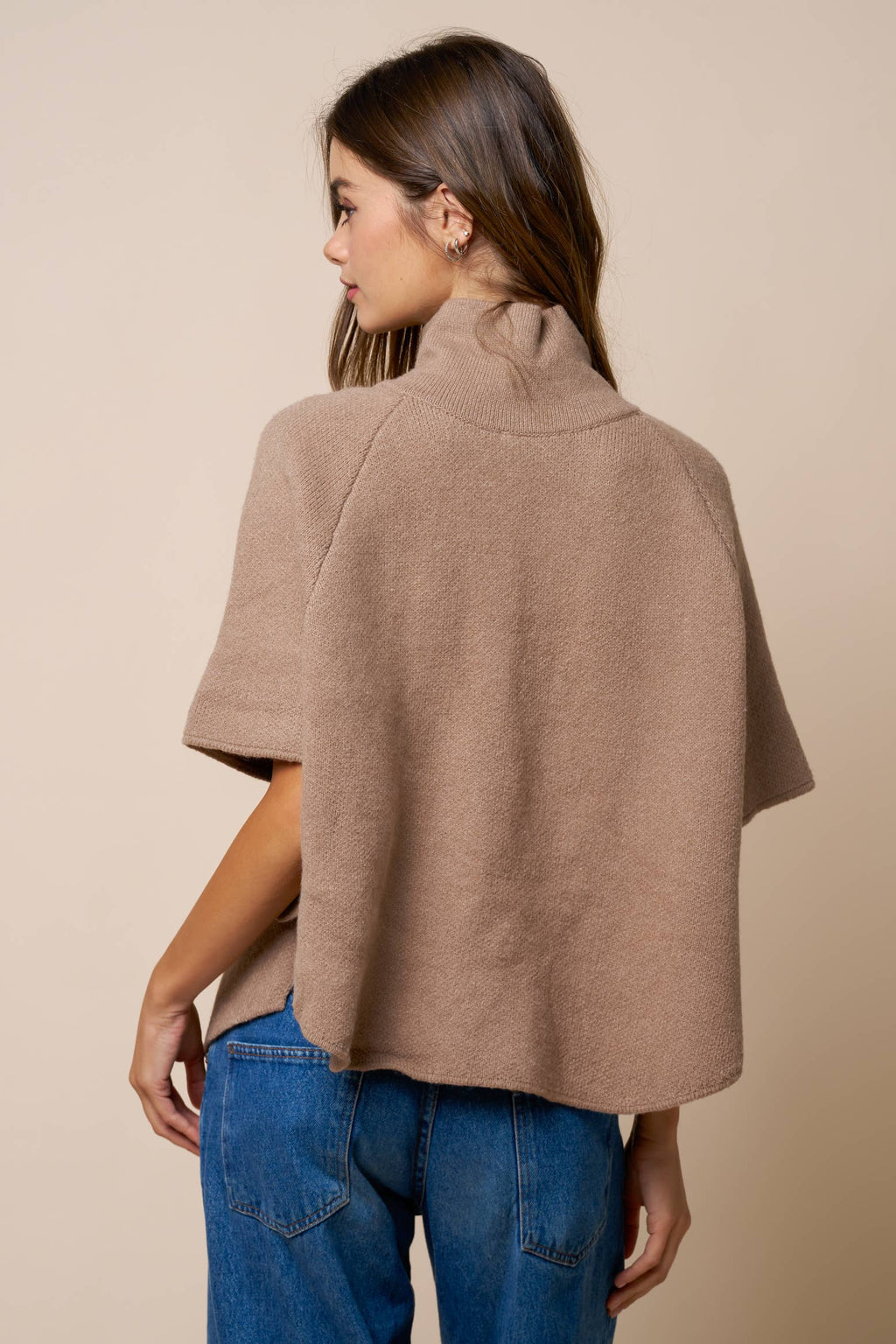 Ponya | Mock Neck Button Down Knit Poncho