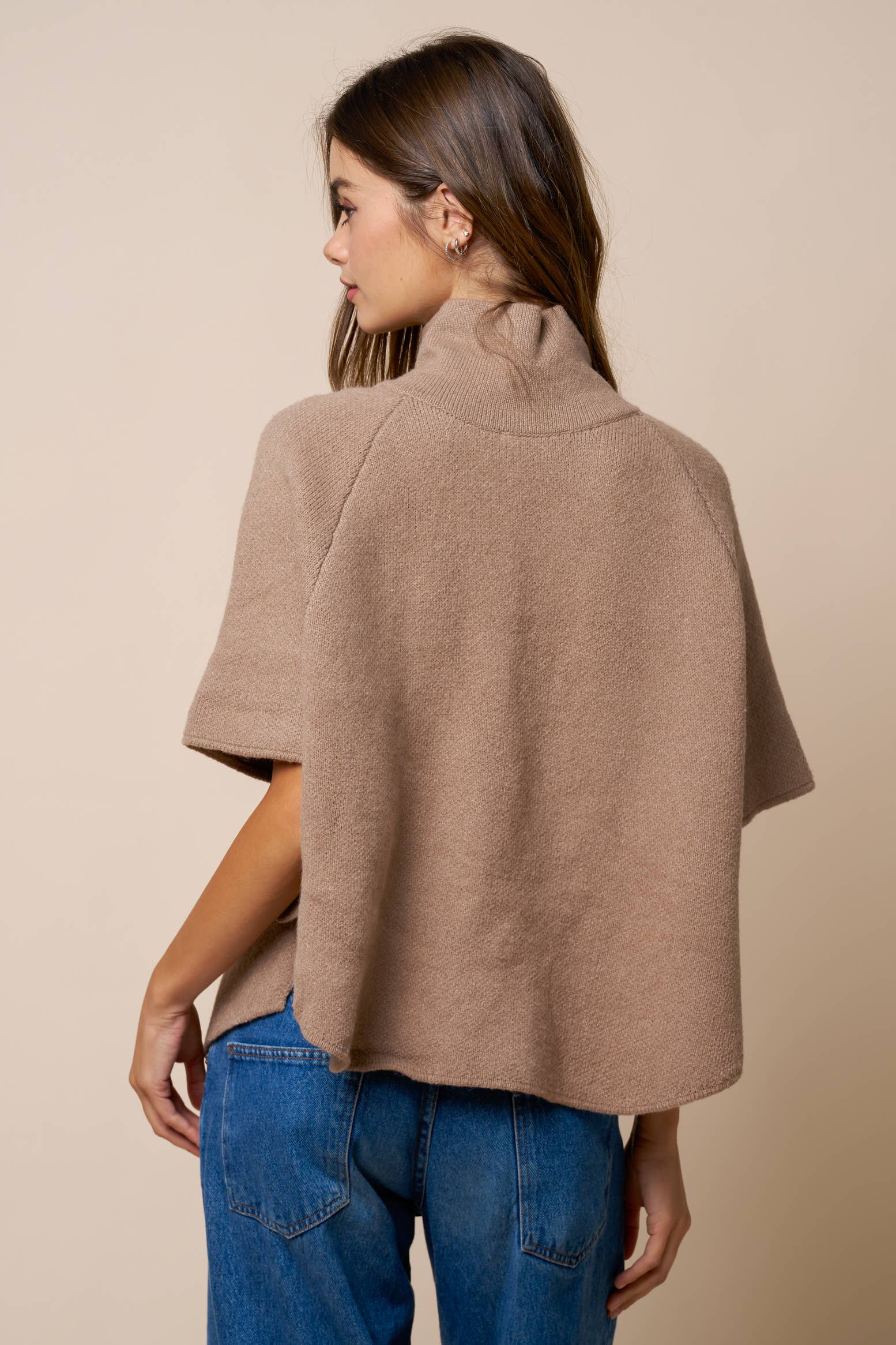 Ponya | Mock Neck Button Down Knit Poncho
