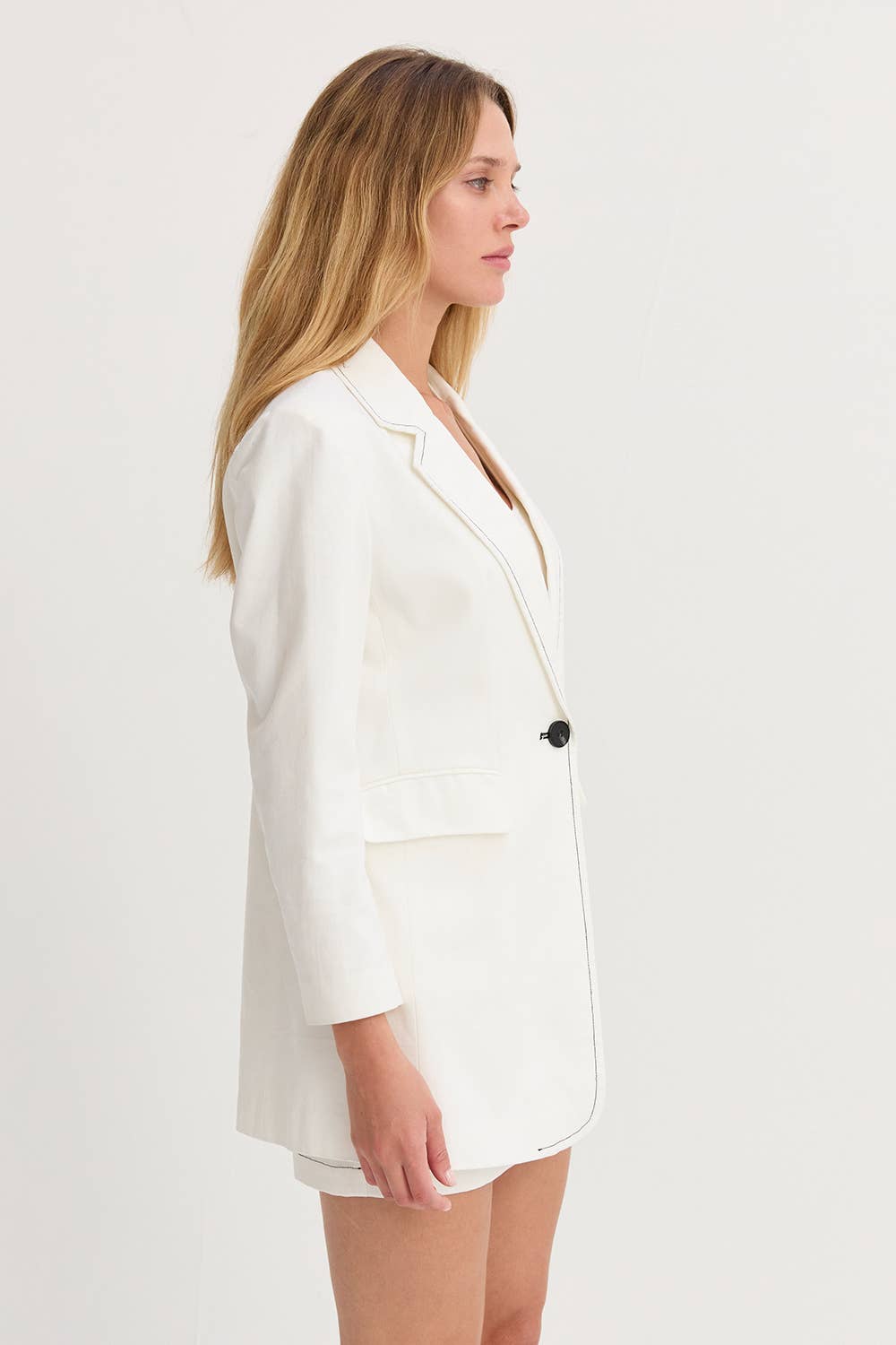 Carlisle | Cotton and Linen Contrast Stitch Blazer